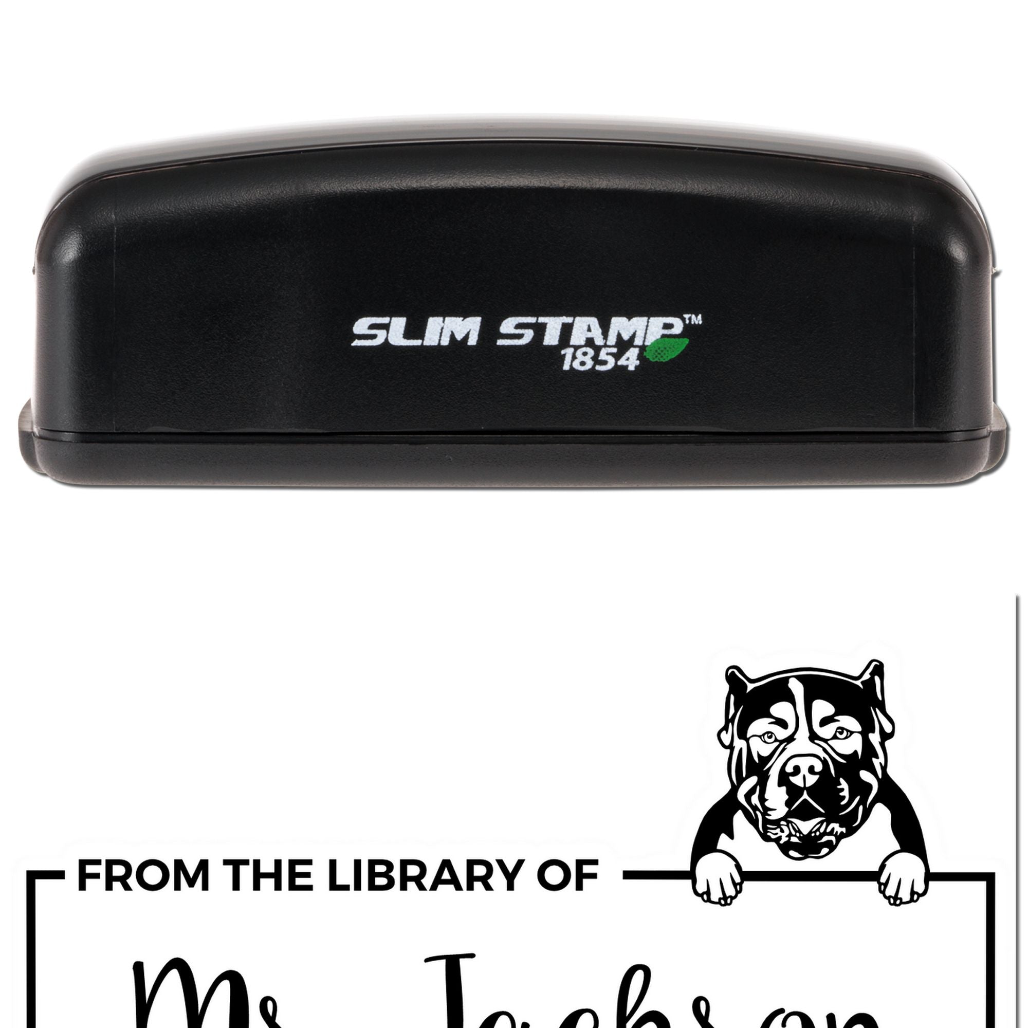 Custom Classroom Book Ownership Stamper with American Bulldog - Engineer Seal Stamps