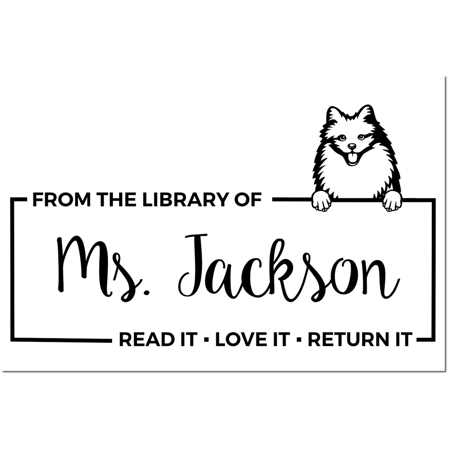 Custom Name For Library Books Stamp with American Eskimo - Engineer Seal Stamps