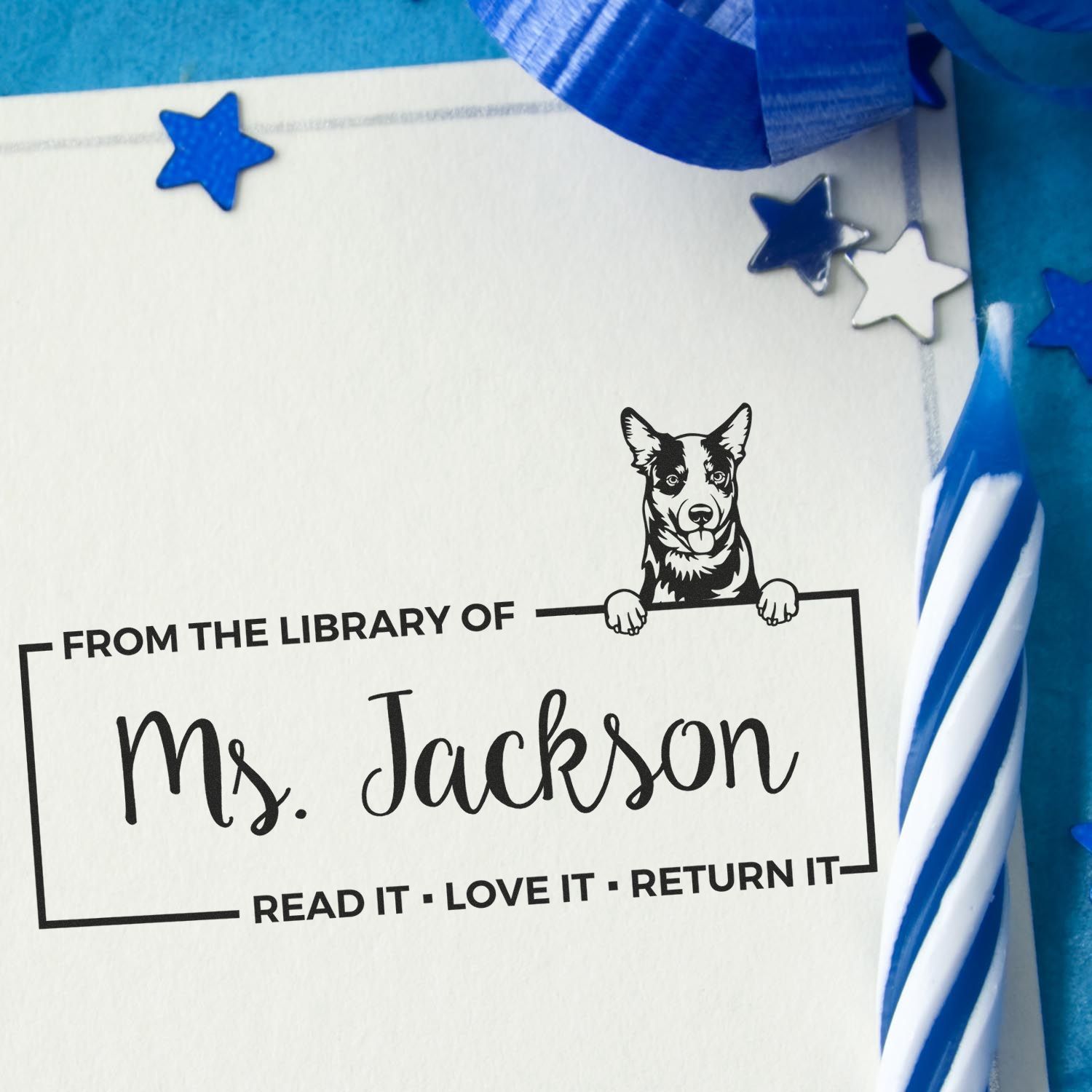 Self-Inking Australian Cattle Customized Dog Book Ownership Label? Stamp - Engineer Seal Stamps