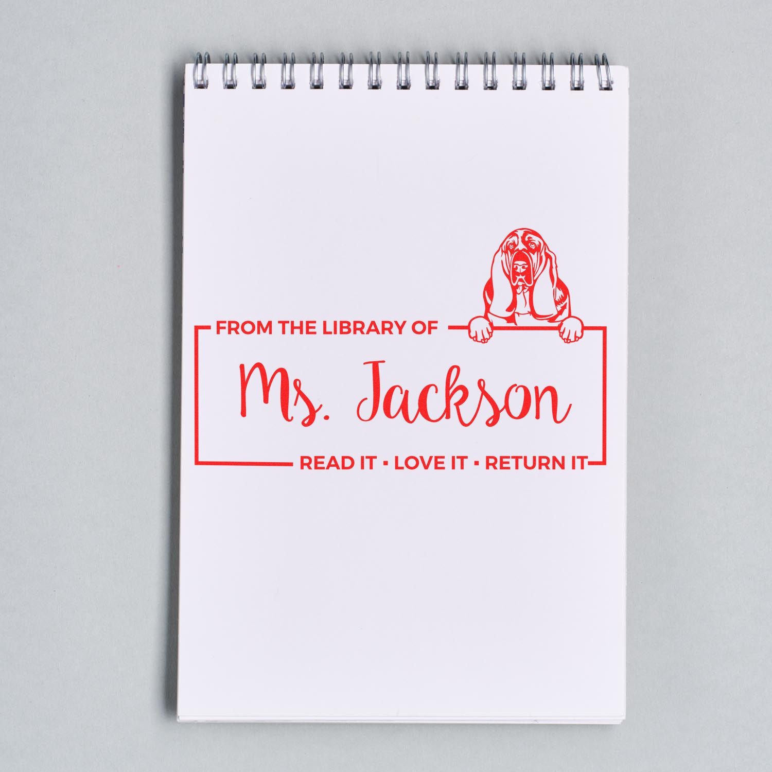 Custom Library Tool Stamper with Basset Hound - Engineer Seal Stamps