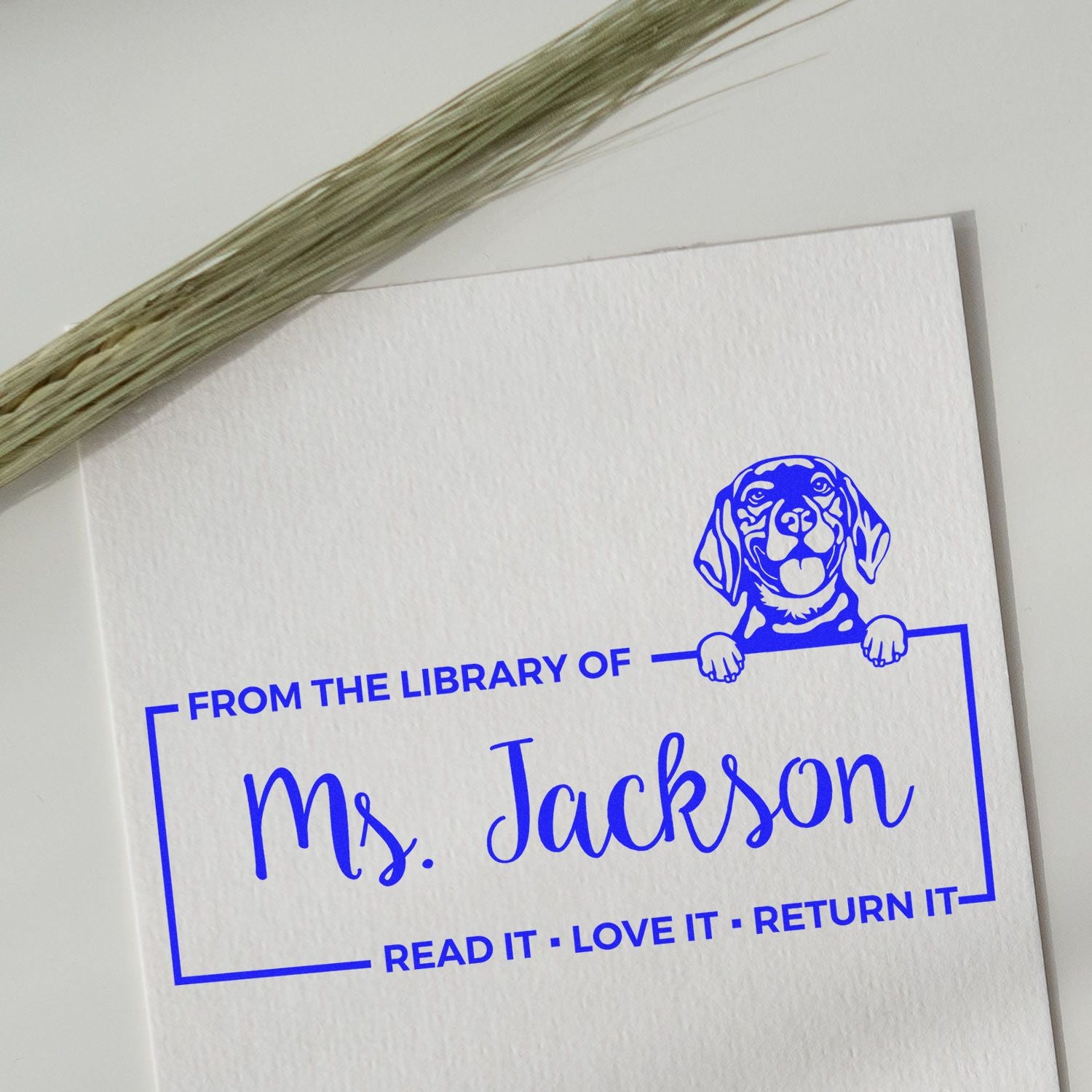 Custom Borrowed Book Stamp with Beagle - Engineer Seal Stamps