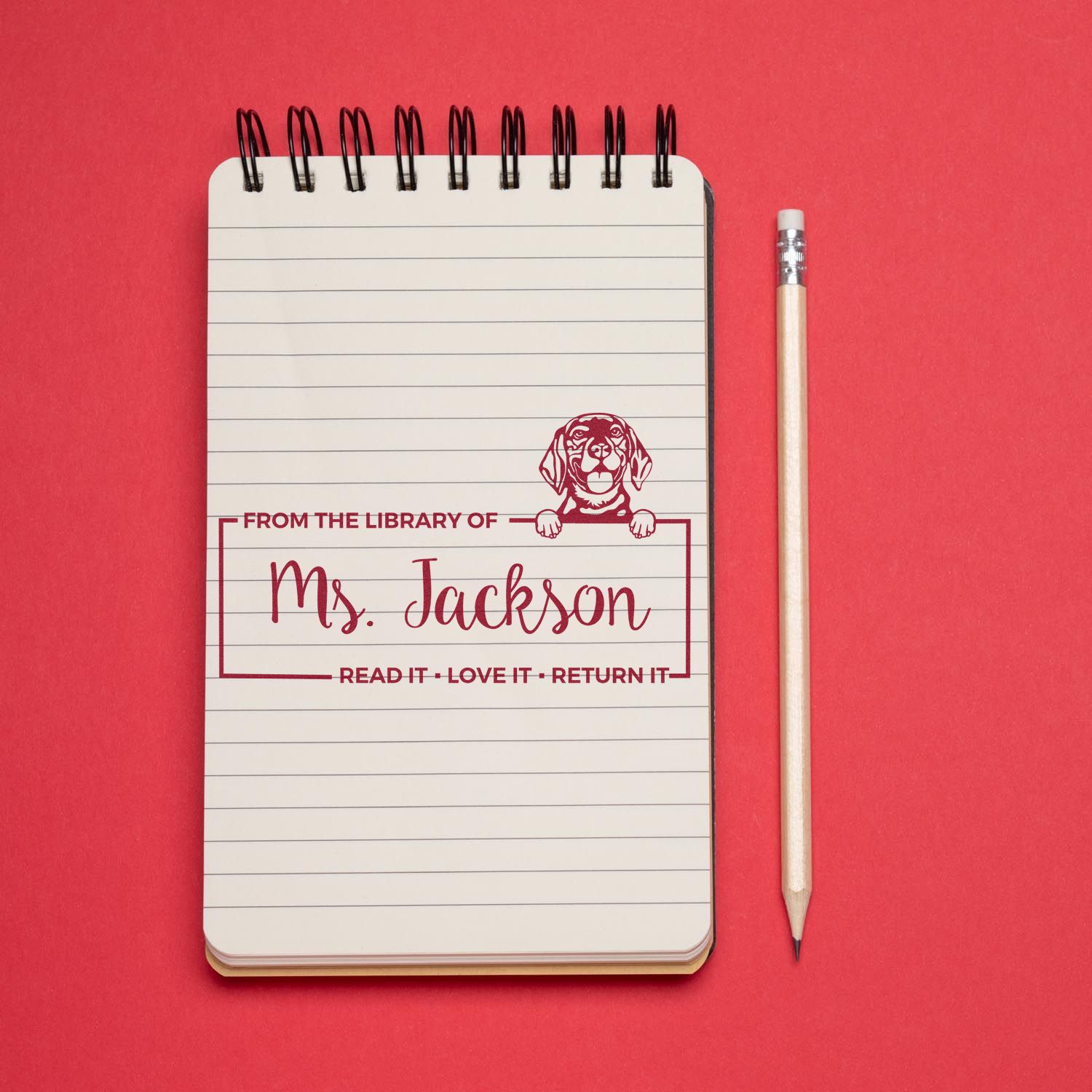 Custom Borrowed Book Stamp with Beagle - Engineer Seal Stamps