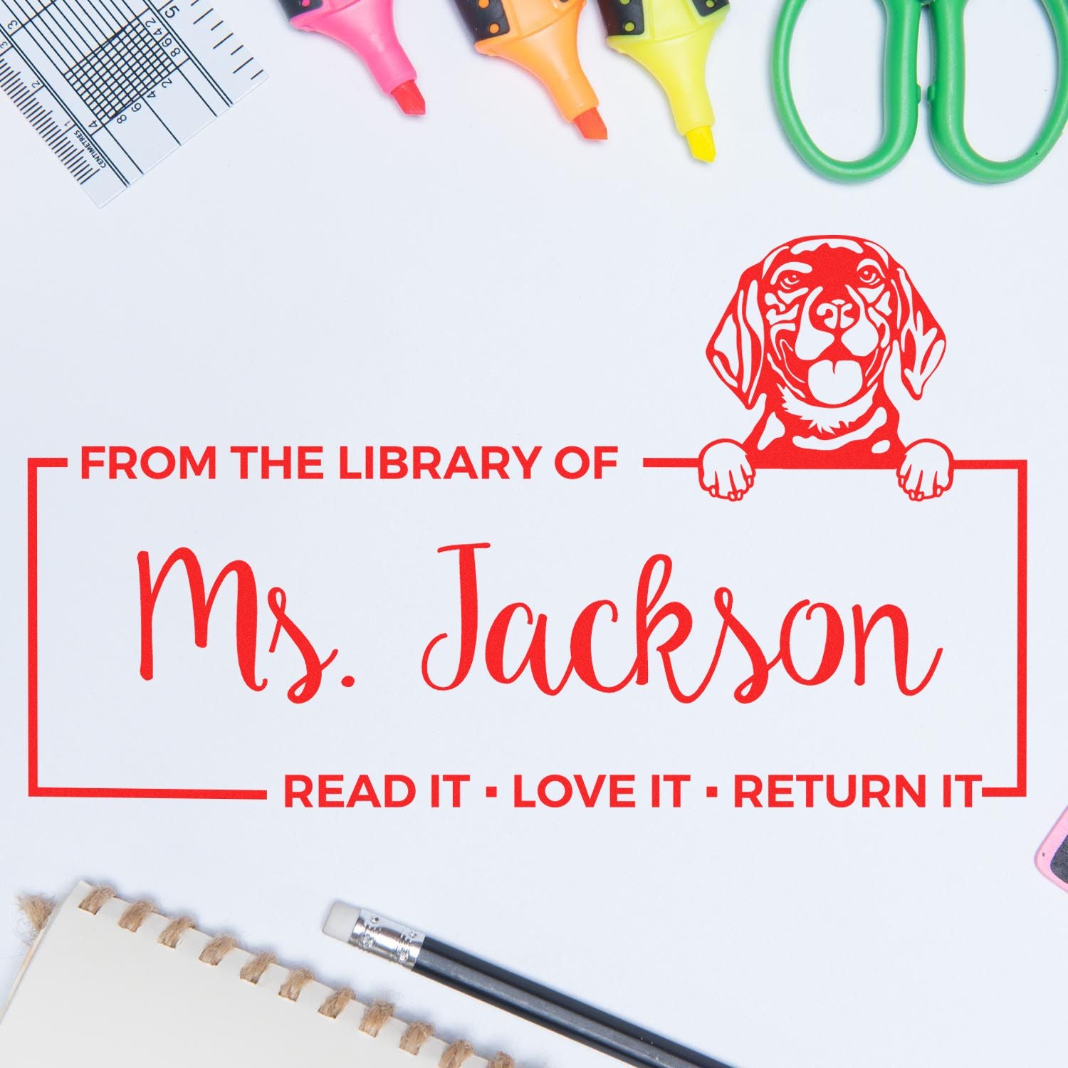 Beagle Custom Dog Read It Return ? Stamp - Engineer Seal Stamps