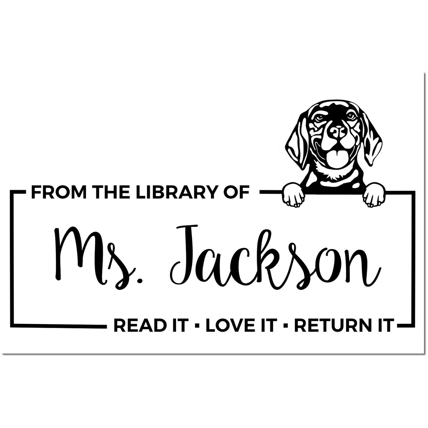 Custom Borrowed Book Stamp with Beagle - Engineer Seal Stamps