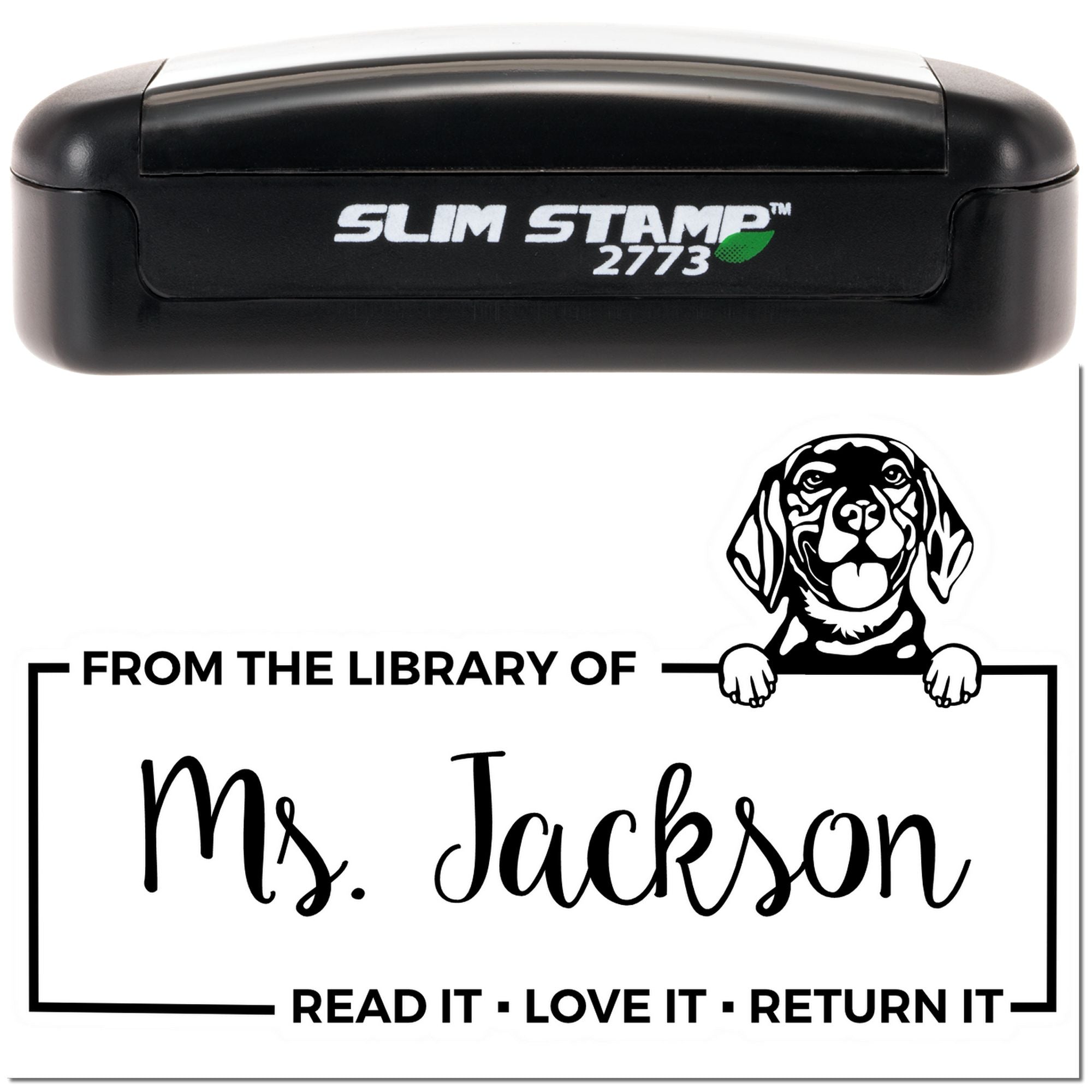 Custom Borrowed Book Stamp with Beagle - Engineer Seal Stamps