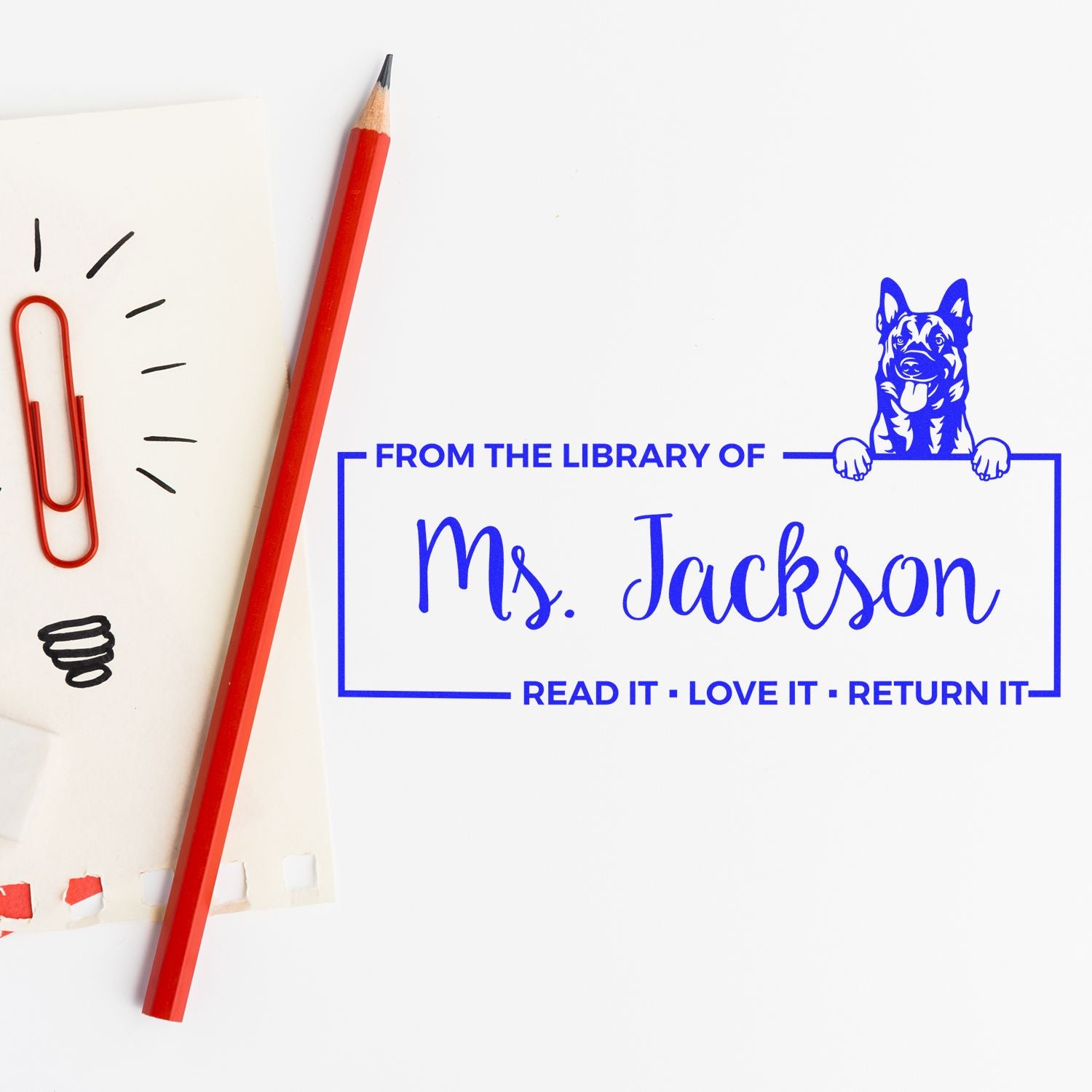 Self-Inking Belgian Malinois Customized Dog Book Ownership Read It Return It? Stamp - Engineer Seal Stamps