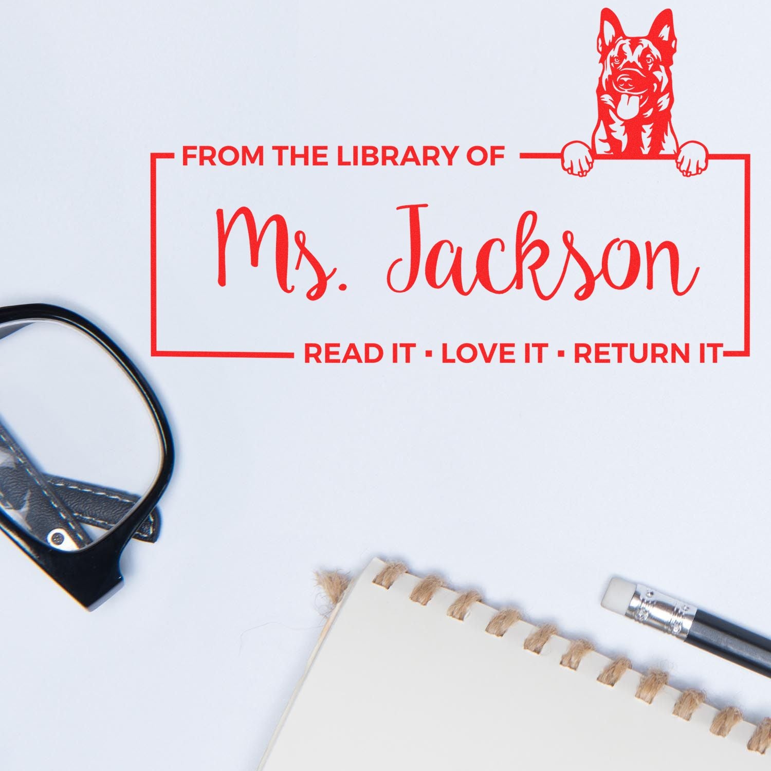 Belgian Malinois Custom Custom Pet Bookplate? Stamp - Engineer Seal Stamps