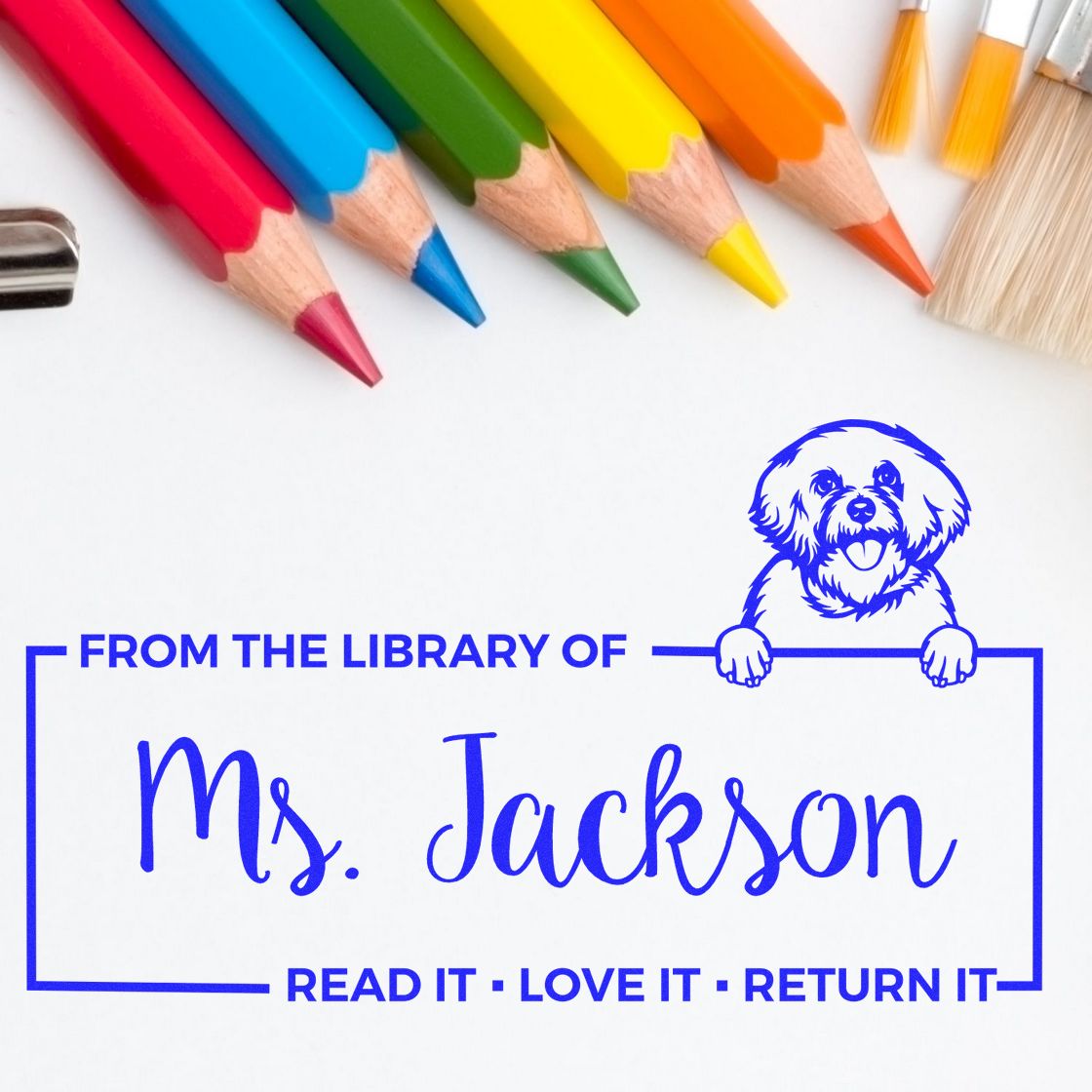 Bichon Frise Custom Name For Teacher Stamp - Engineer Seal Stamps