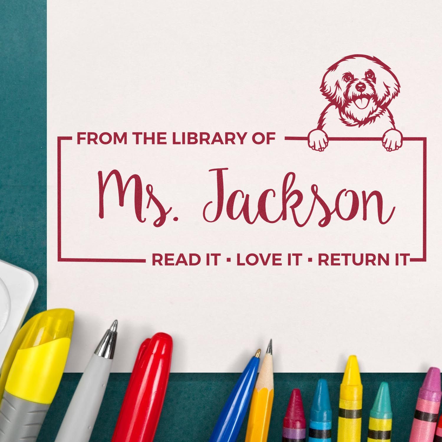 Bichon Frise Custom Name For Teacher Stamp - Engineer Seal Stamps