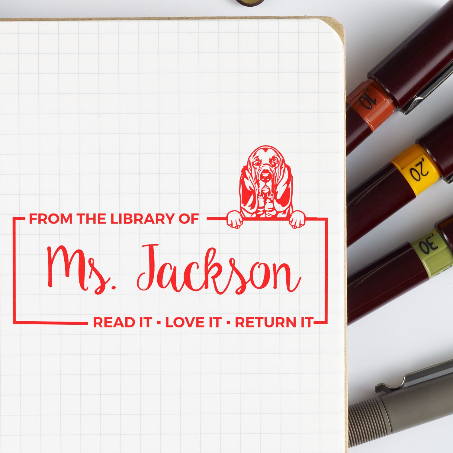 Custom Library Ownership Stamp with Bloodhounds - Engineer Seal Stamps