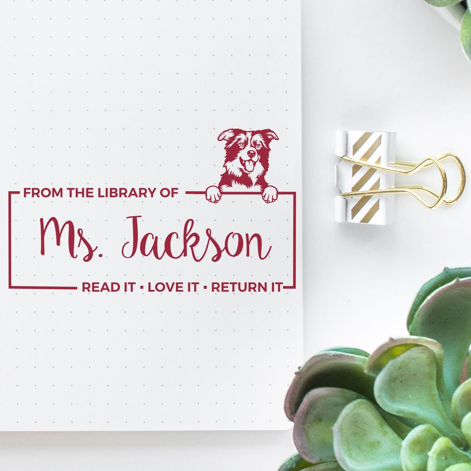 Border Collies Custom Library Book Stamp - Engineer Seal Stamps