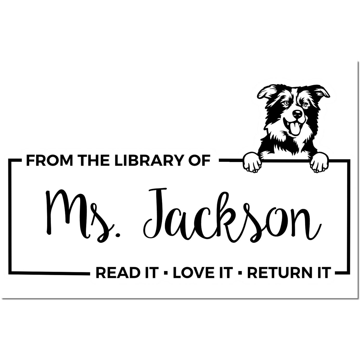 Self-Inking Border Collies Customized Custom Pet Book Read It Return It? Stamp - Engineer Seal Stamps