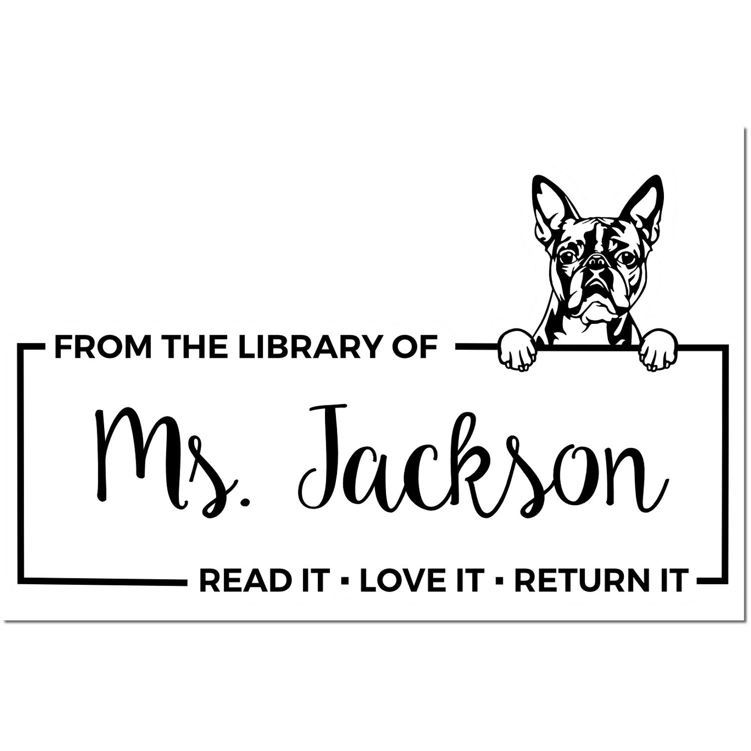 Self-Inking Boston Terrier Customized Dog-Themed Book Ownership ? Stamp - Engineer Seal Stamps