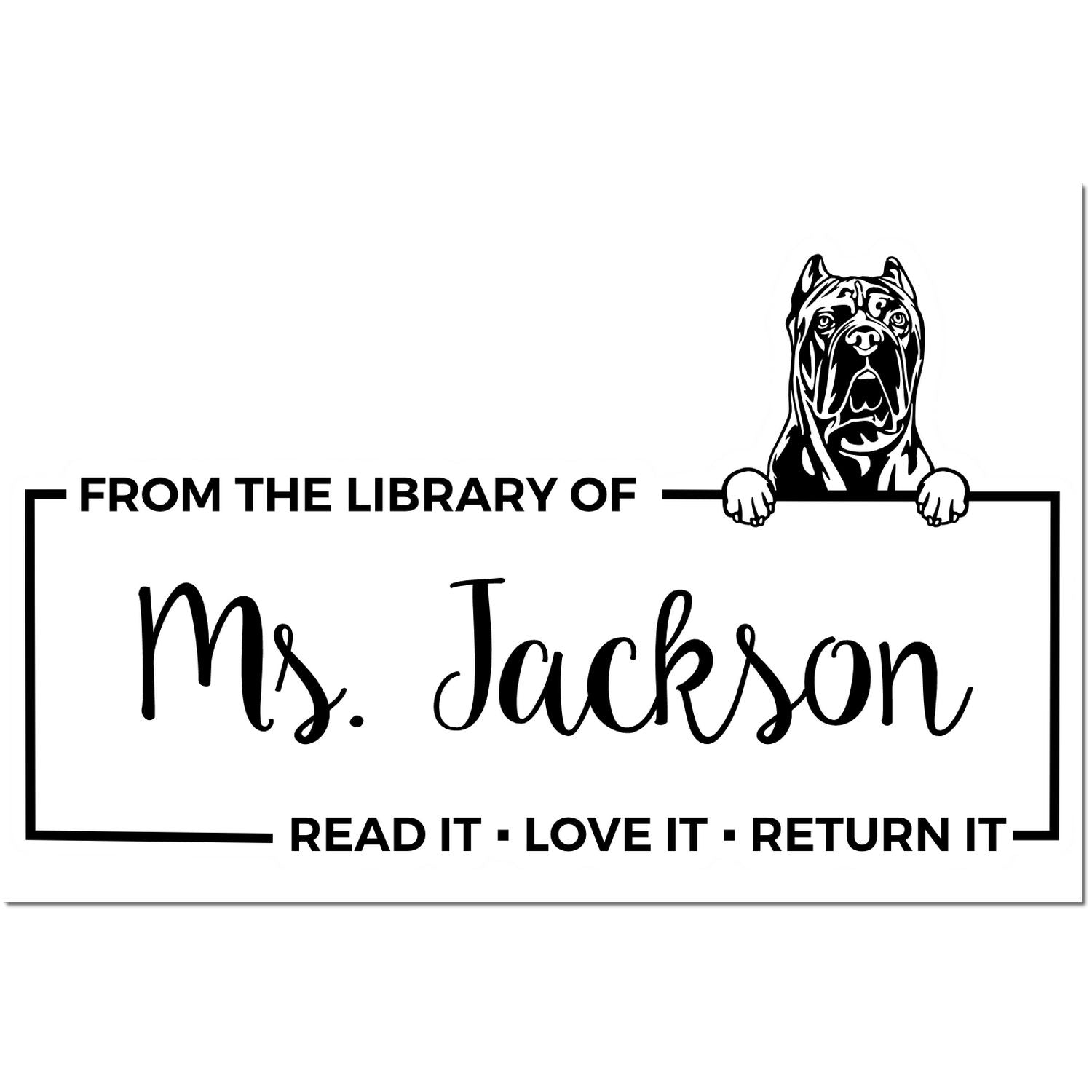 Self-Inking Cane Corso Customized Dog-Themed Book Ownership Label? Stamp - Engineer Seal Stamps