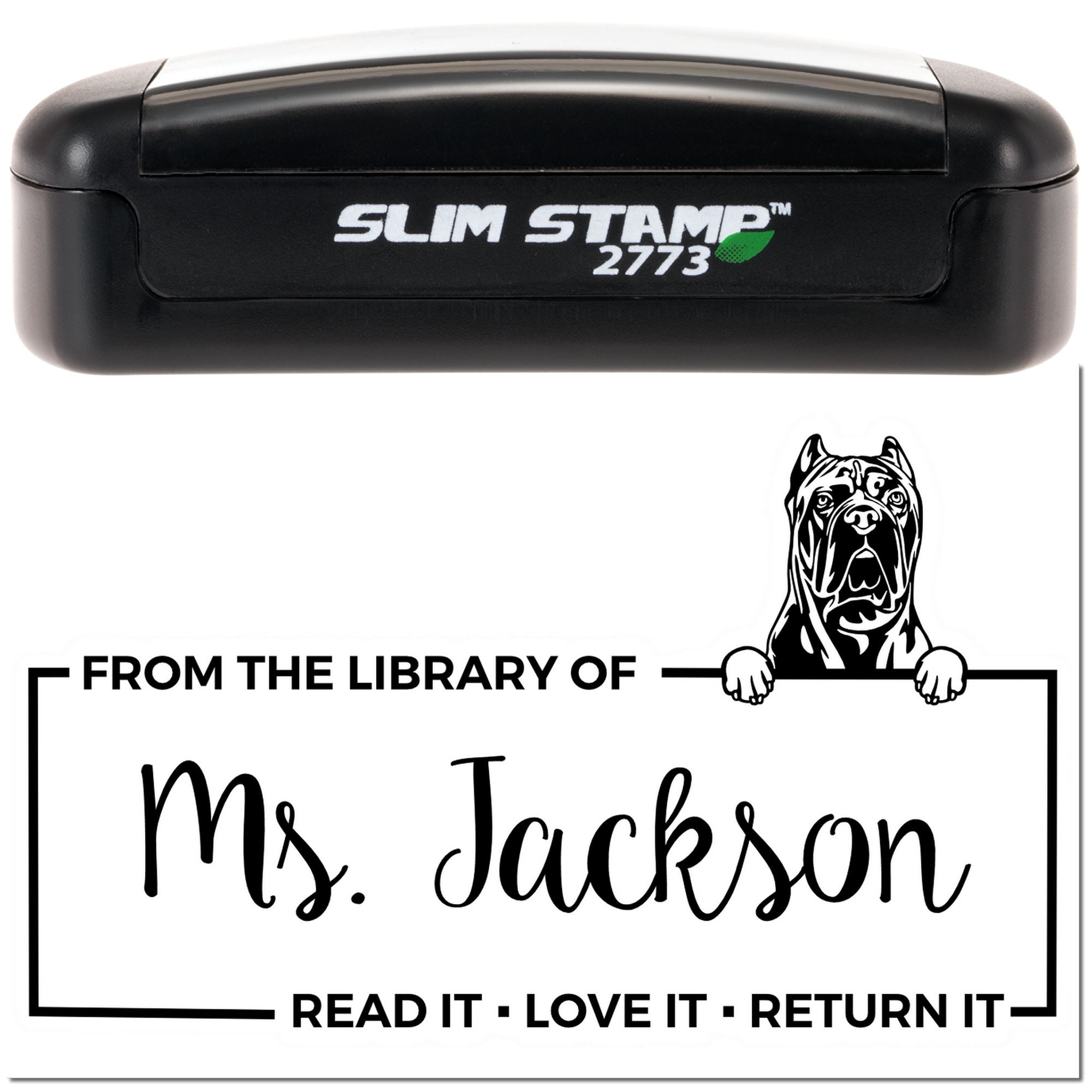 Custom Please Return Book Stamp with Cane Corso - Engineer Seal Stamps