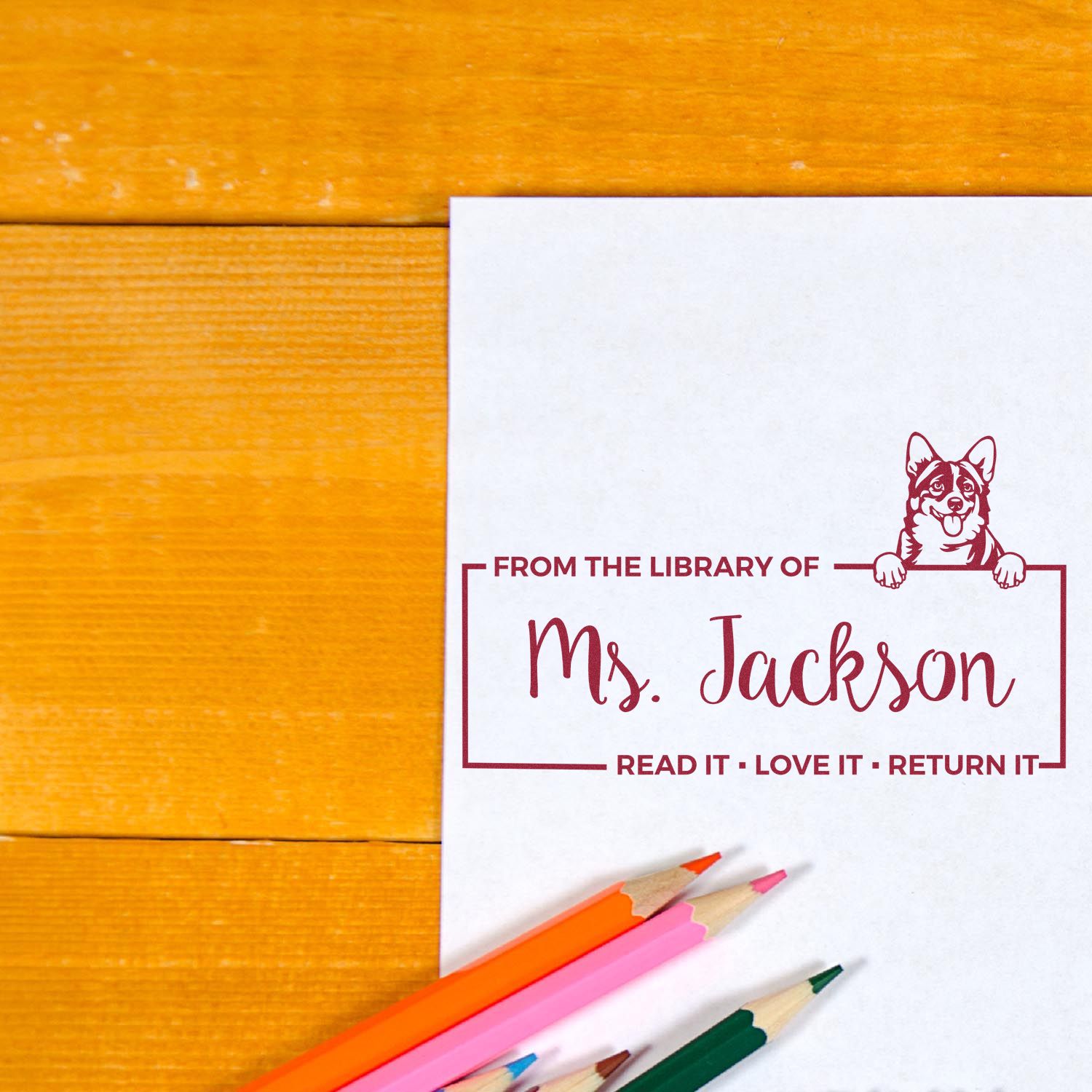 Self-Inking Cardigan Welsh Corgis Customized Custom Dog Book Ownership Read It Return It? Stamp - Engineer Seal Stamps