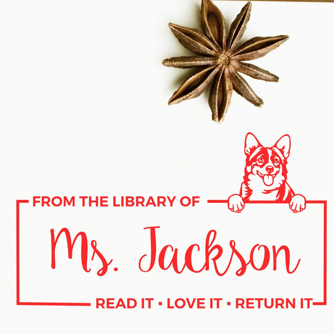 Custom Please Return Book Stamper with Cardigan Welsh Corgis - Engineer Seal Stamps