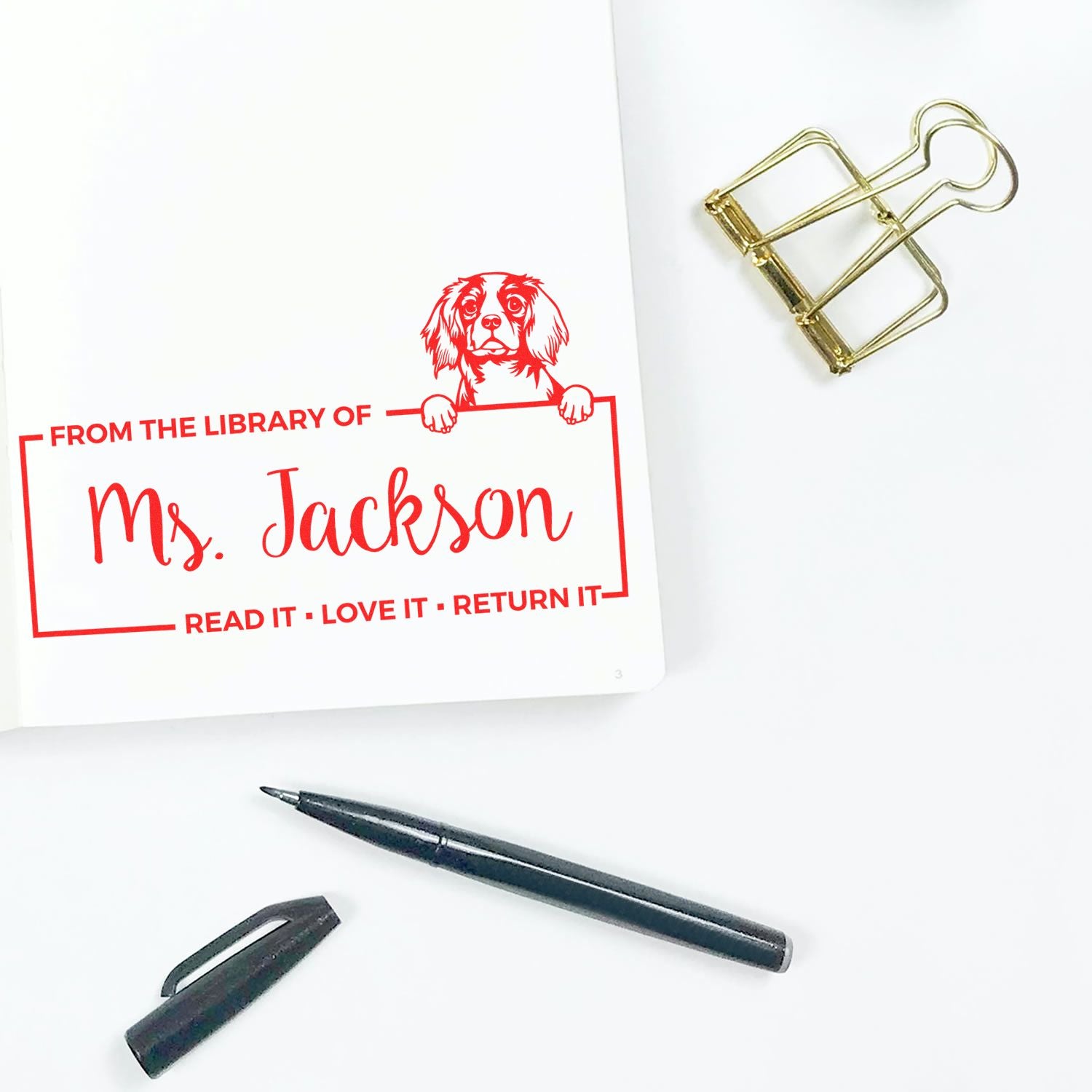 Cavalier King Charles Spaniel Custom Dog Lover Bookplate? Stamp - Engineer Seal Stamps