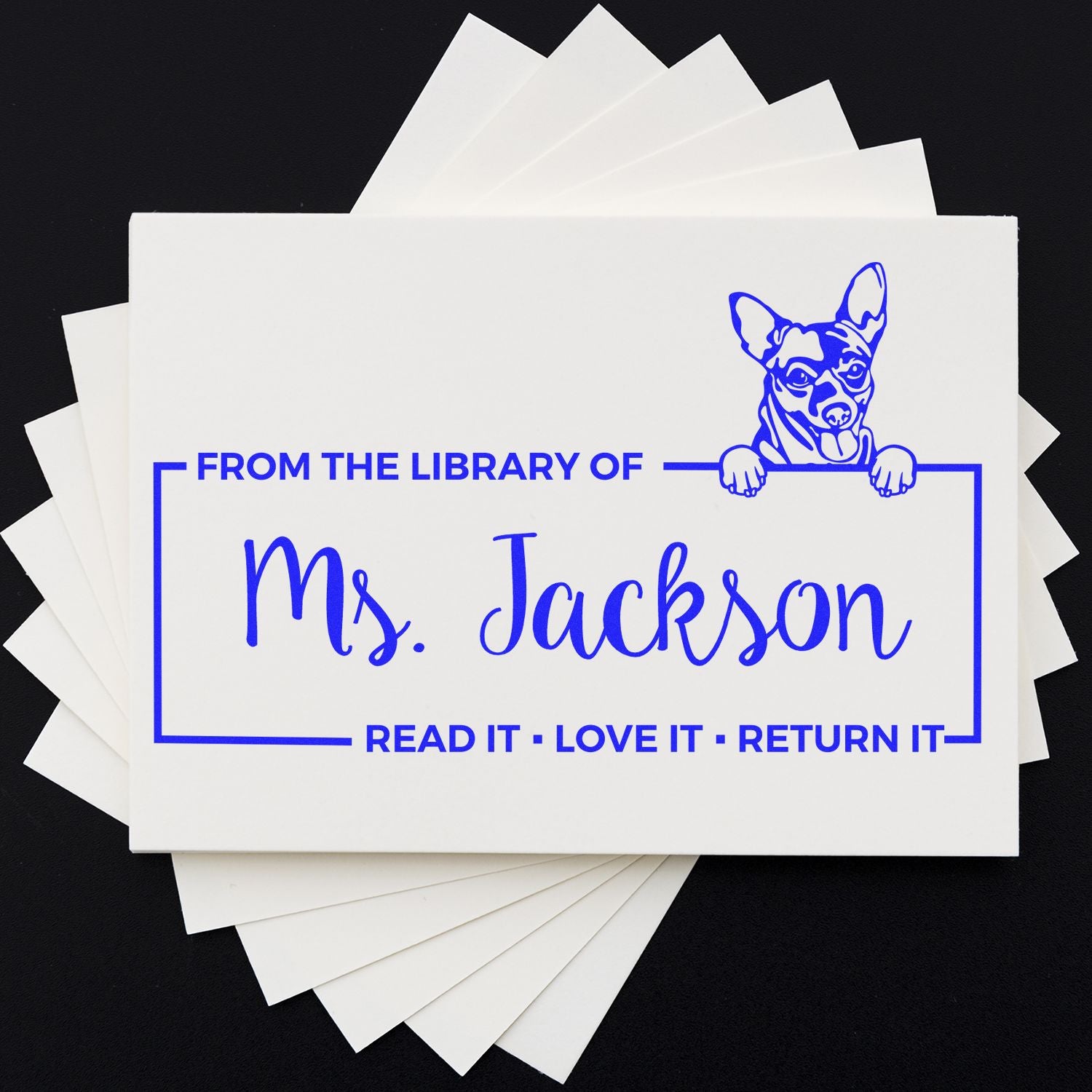 Self-Inking Cihuahua Customized Pet-Themed Book Ownership Read It Return It? Stamp - Engineer Seal Stamps