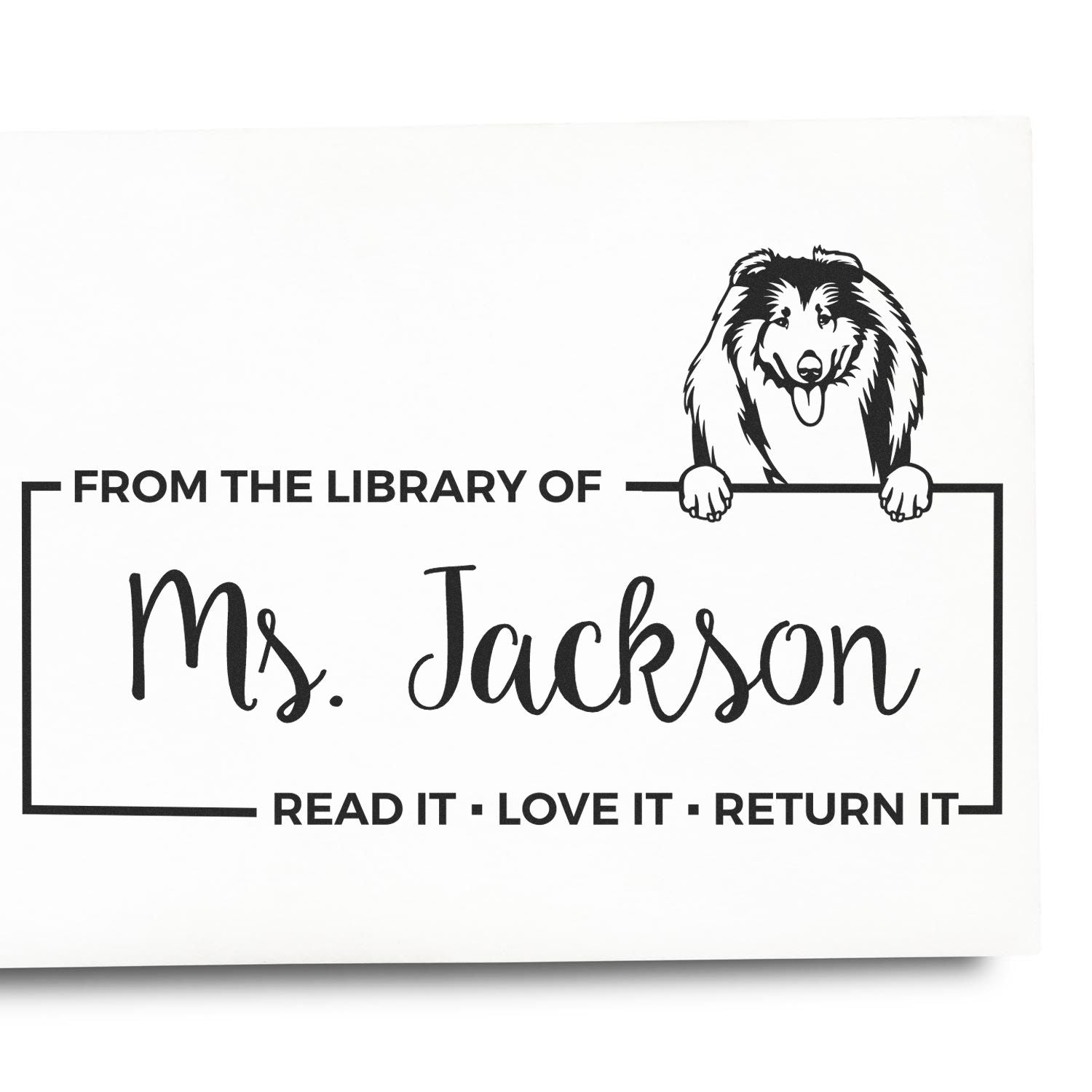 Collies Custom Dog-Themed Book Ownership ? Stamp - Engineer Seal Stamps