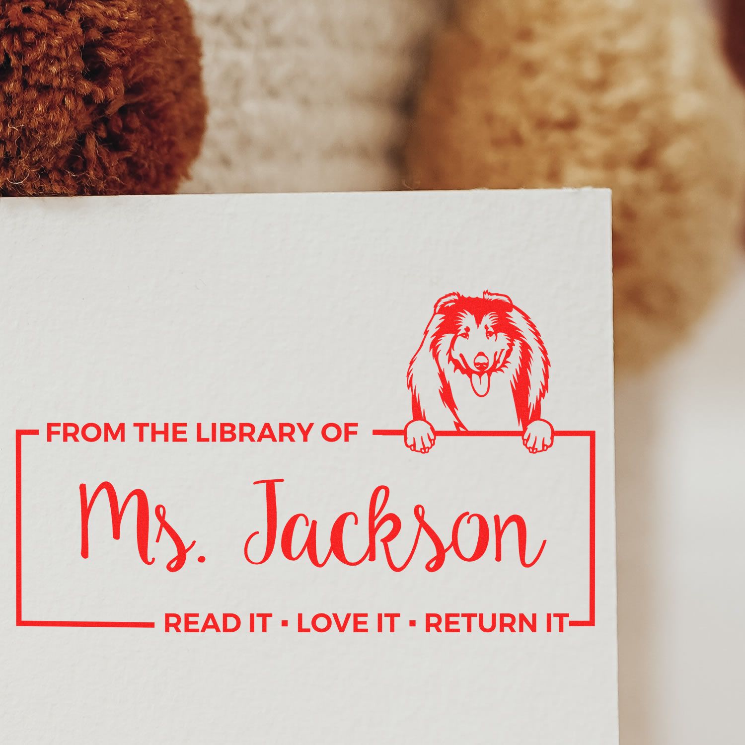 Collies Custom Dog-Themed Book Ownership ? Stamp - Engineer Seal Stamps