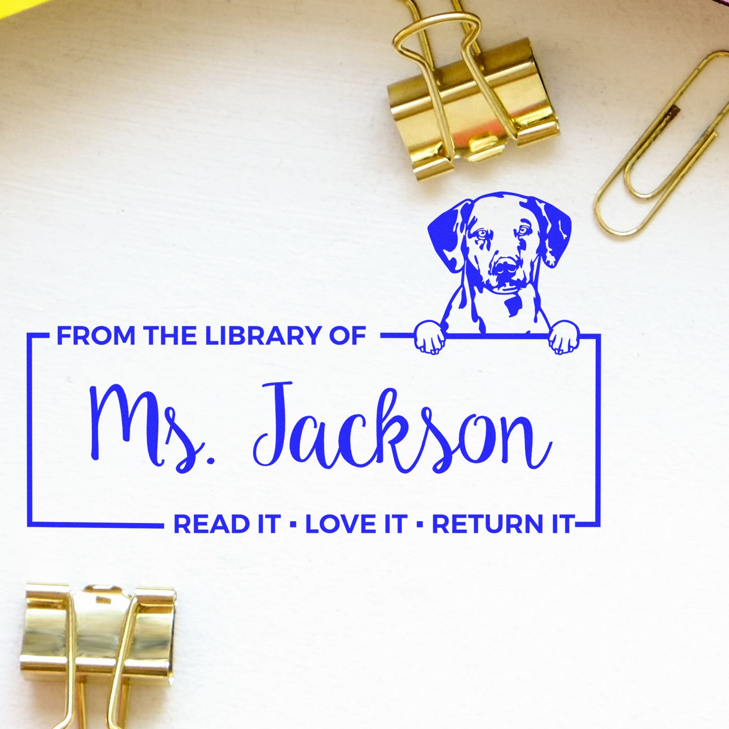 Custom Book Borrower Stamp with Dalmatian - Engineer Seal Stamps