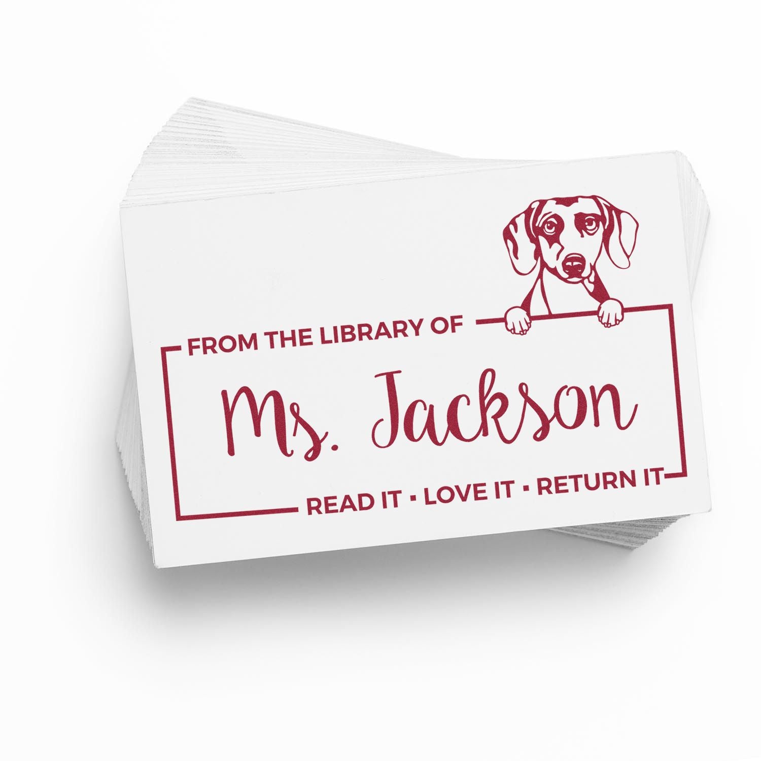 Custom Book Borrower Stamper with Daschound - Engineer Seal Stamps