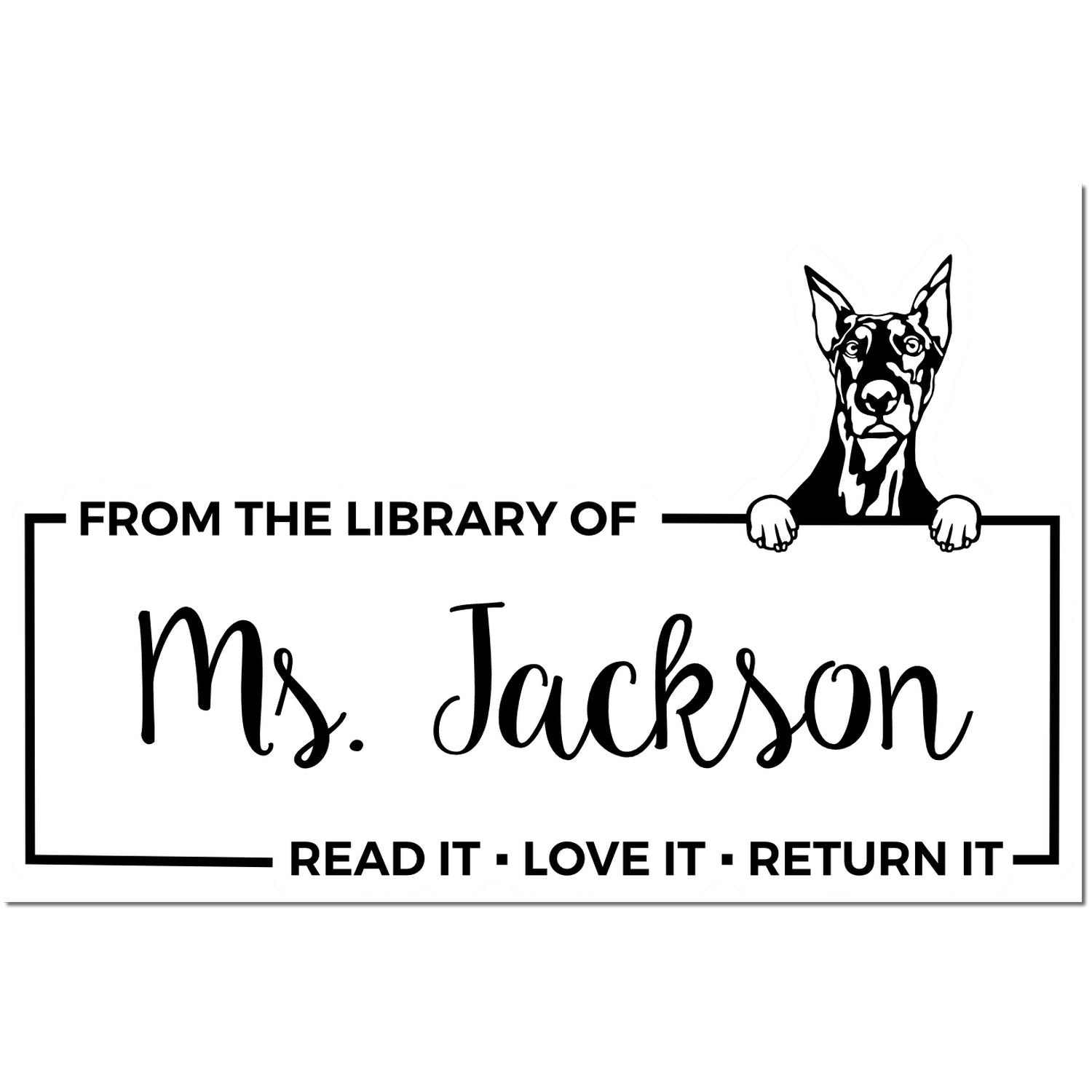 Custom Please Return Borrowed Book Stamp with Doberman - Engineer Seal Stamps
