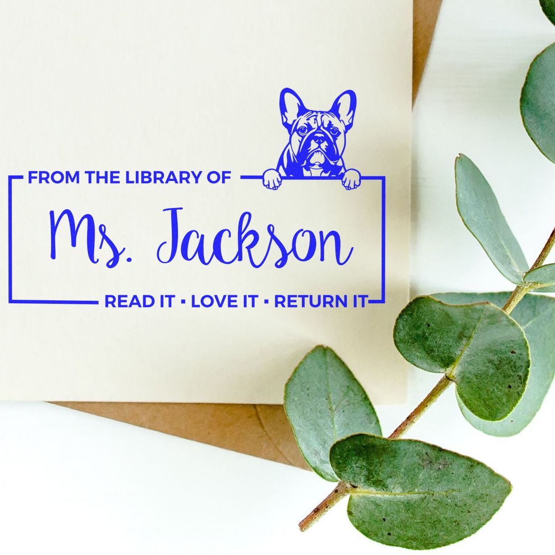 Custom Property Of Library Stamper with French Bulldog - Engineer Seal Stamps