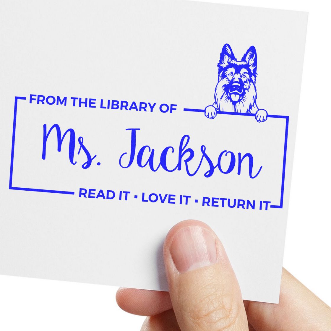 Self-Inking German Shepherd Customized Dog Book Return Read It It? Stamp - Engineer Seal Stamps