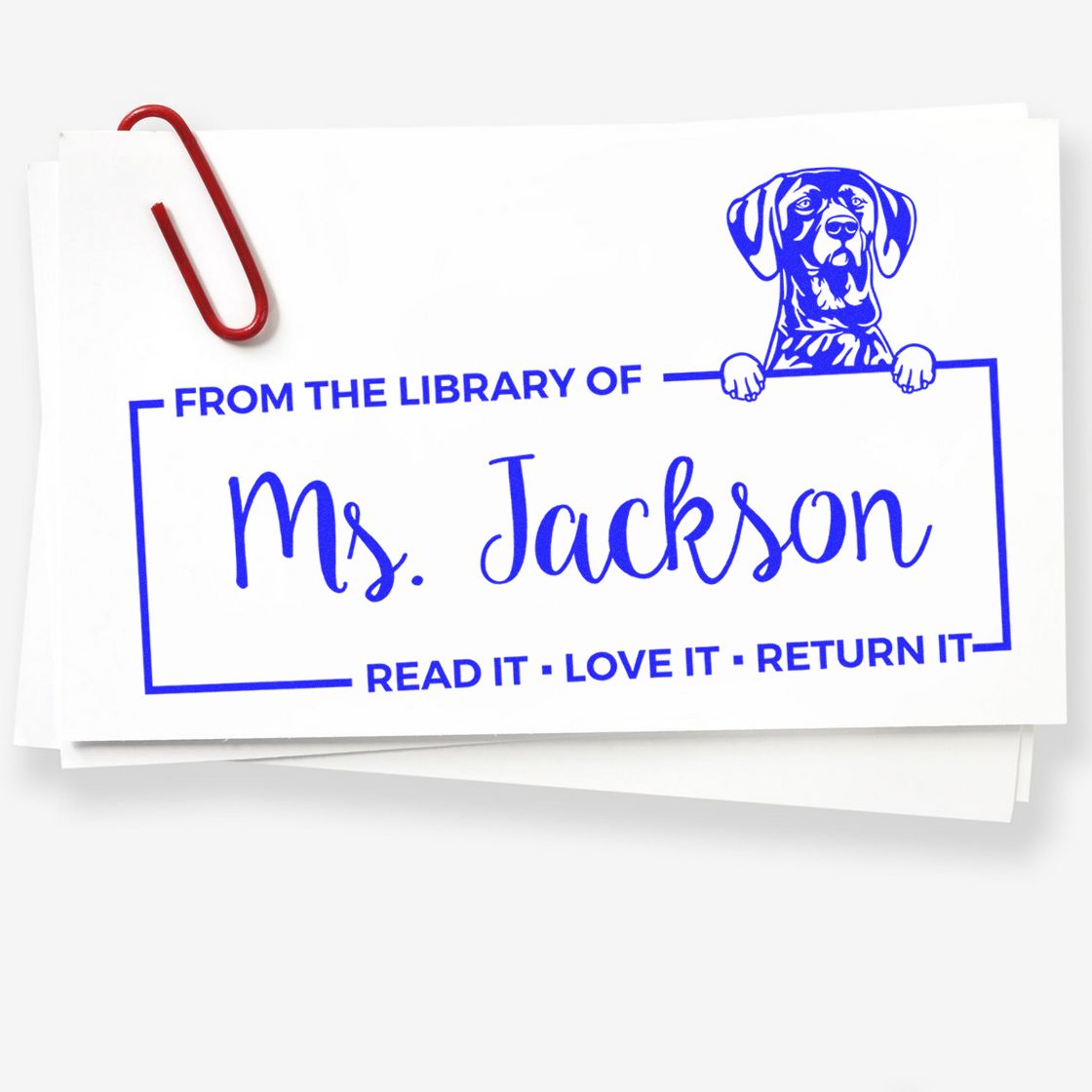 Self-Inking German Shorthaired Pointer Customized Dog Book Ownership Label ? Stamp - Engineer Seal Stamps
