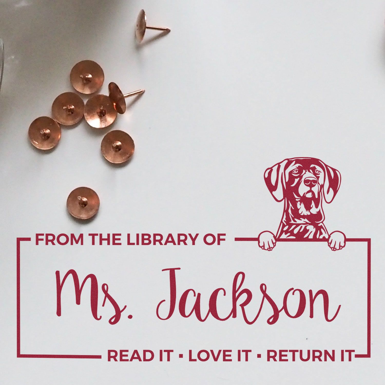 Custom Property Of Teacher Stamper with German Shorthaired Pointer - Engineer Seal Stamps