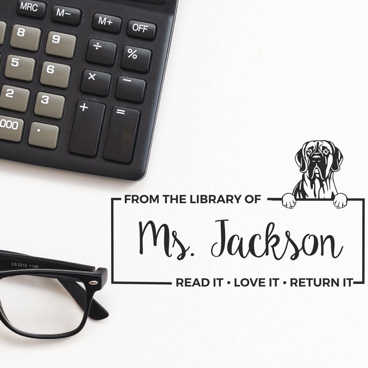 Great Dane Custom Name For Books Stamp - Engineer Seal Stamps