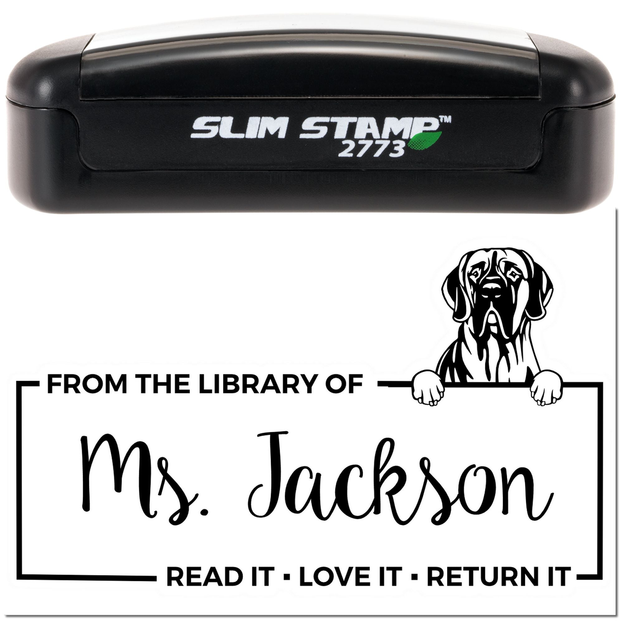 Custom School Library Stamper with Great Dane - Engineer Seal Stamps