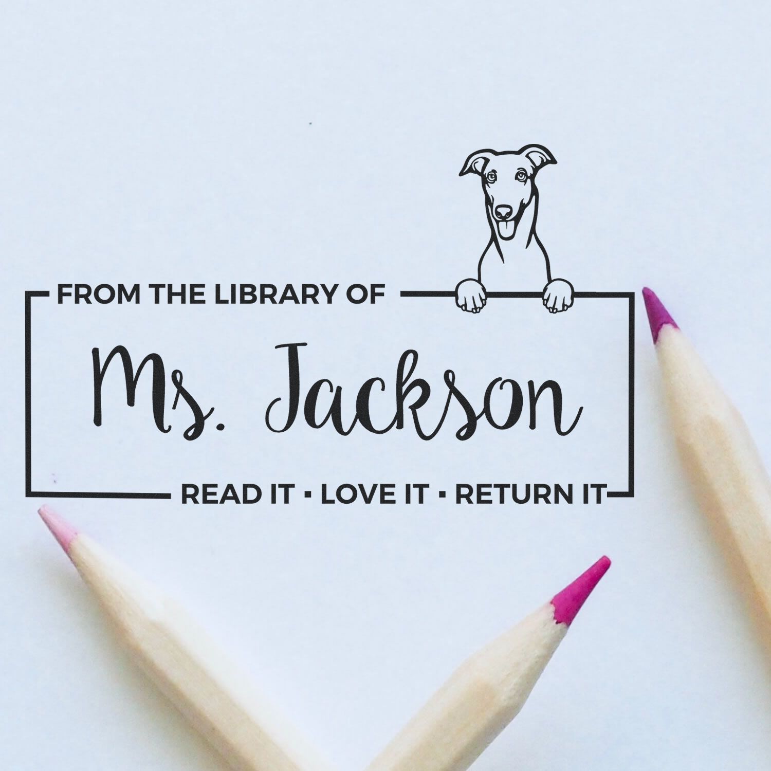 Greyhound Custom Dog-Themed Read It Return ? Stamp - Engineer Seal Stamps