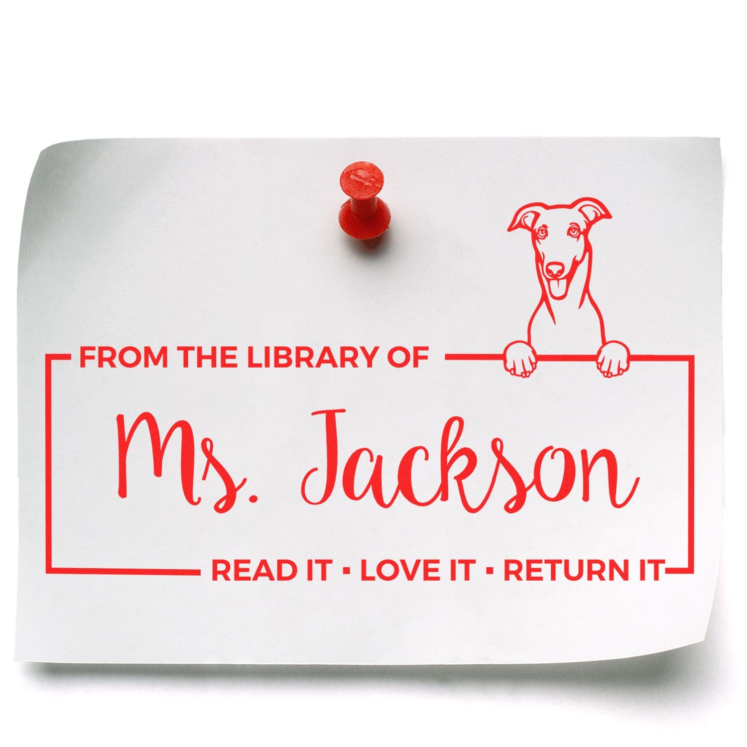 Custom Borrow And Return Book Stamp with Greyhound - Engineer Seal Stamps