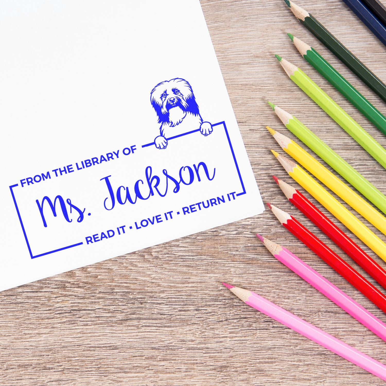 Custom Borrow And Return Book Stamper with Havanese - Engineer Seal Stamps