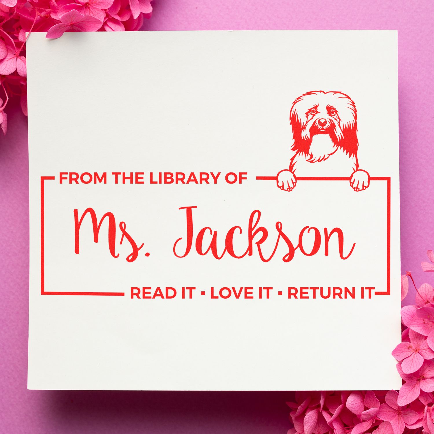 Custom Borrow And Return Book Stamper with Havanese - Engineer Seal Stamps