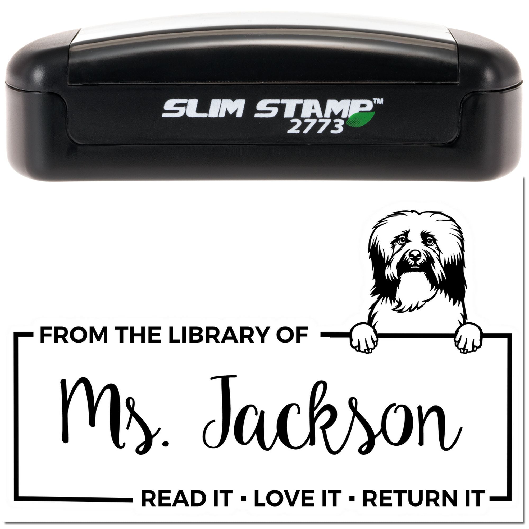 Custom Borrow And Return Book Stamper with Havanese - Engineer Seal Stamps
