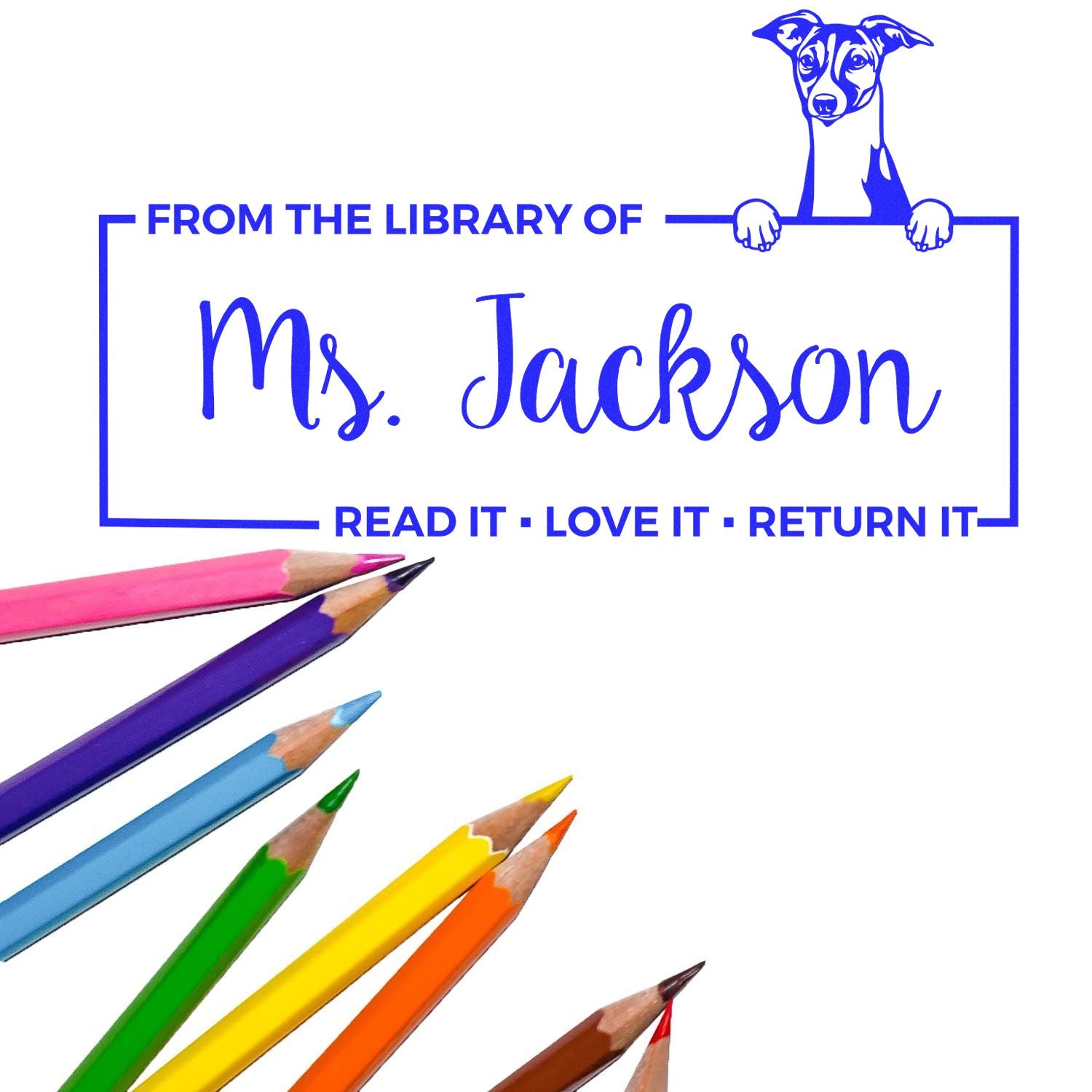 Custom Book Tag Stamp with Italian Greyhound - Engineer Seal Stamps