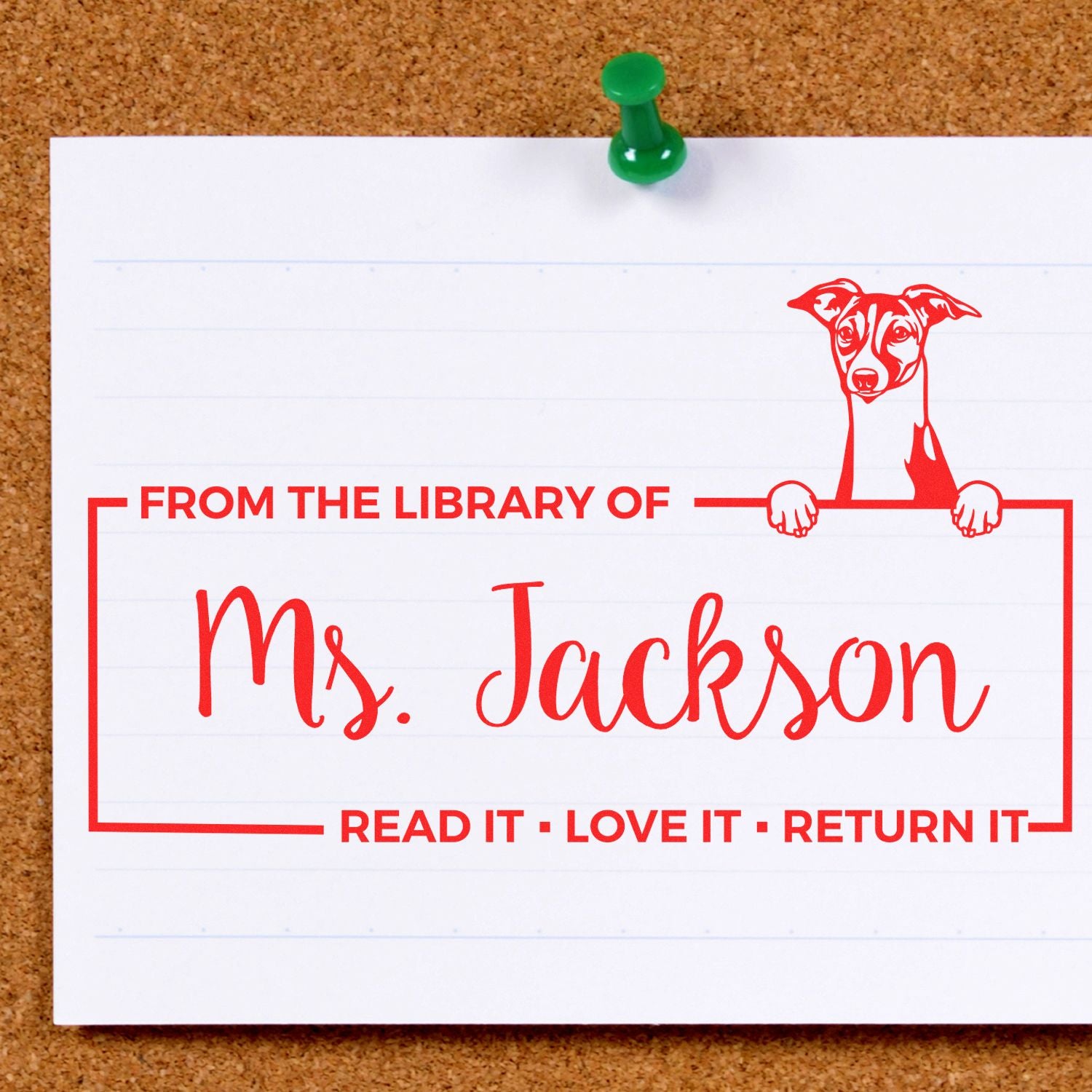 Custom Book Tag Stamp with Italian Greyhound - Engineer Seal Stamps