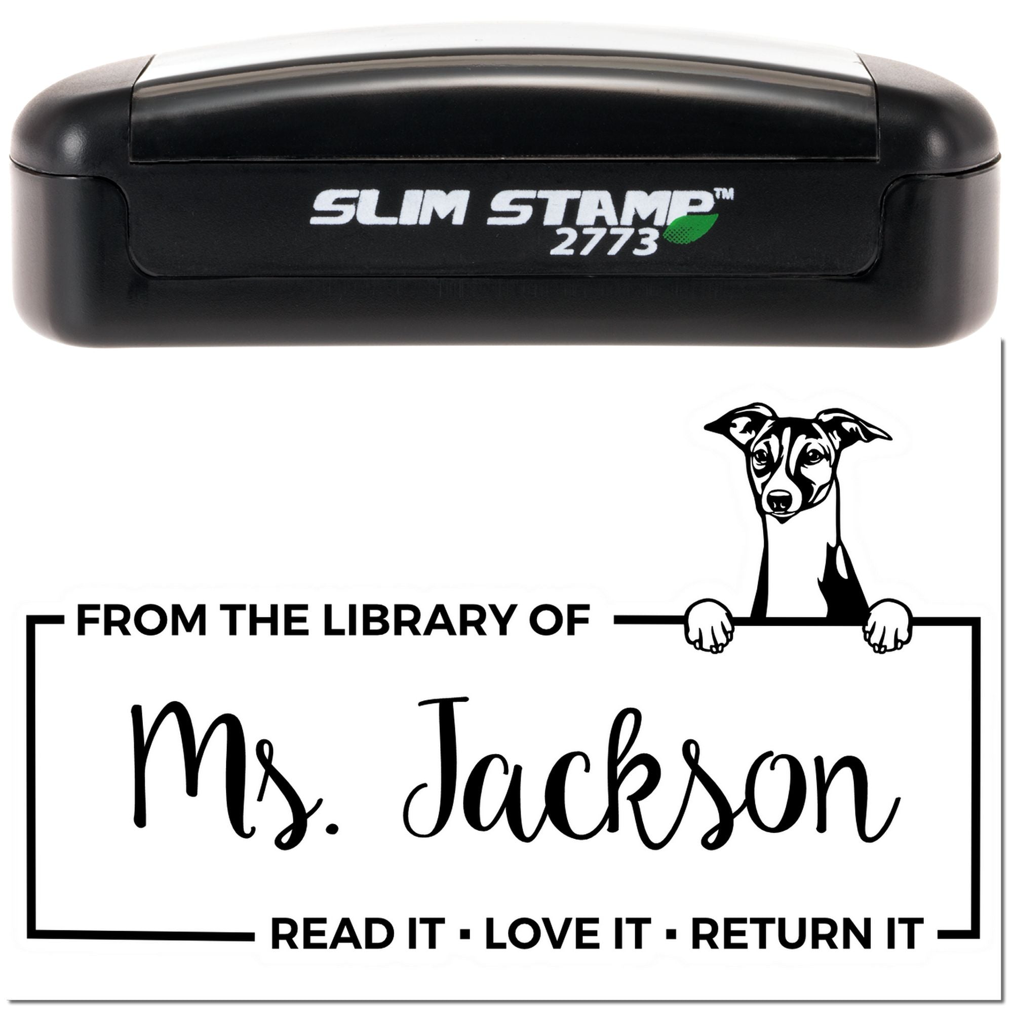 Custom Book Tag Stamp with Italian Greyhound - Engineer Seal Stamps
