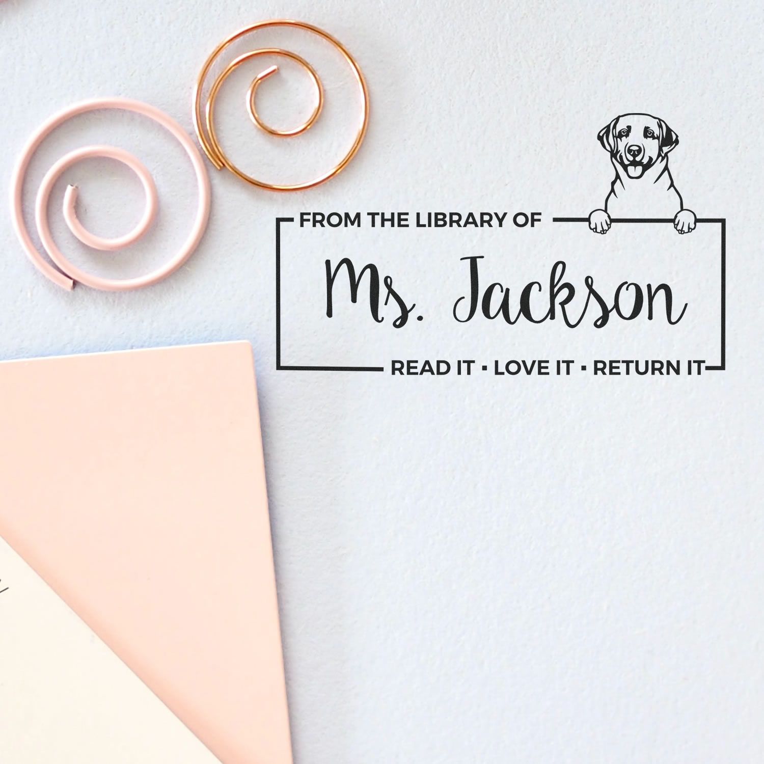 Self-Inking Labrador Retriever Customized Pet-Themed Bookplate ? Stamp - Engineer Seal Stamps