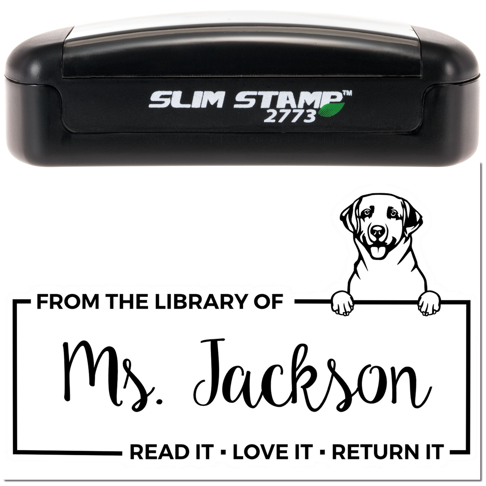 Custom Library Mark Stamp with Labrador Retriever - Engineer Seal Stamps