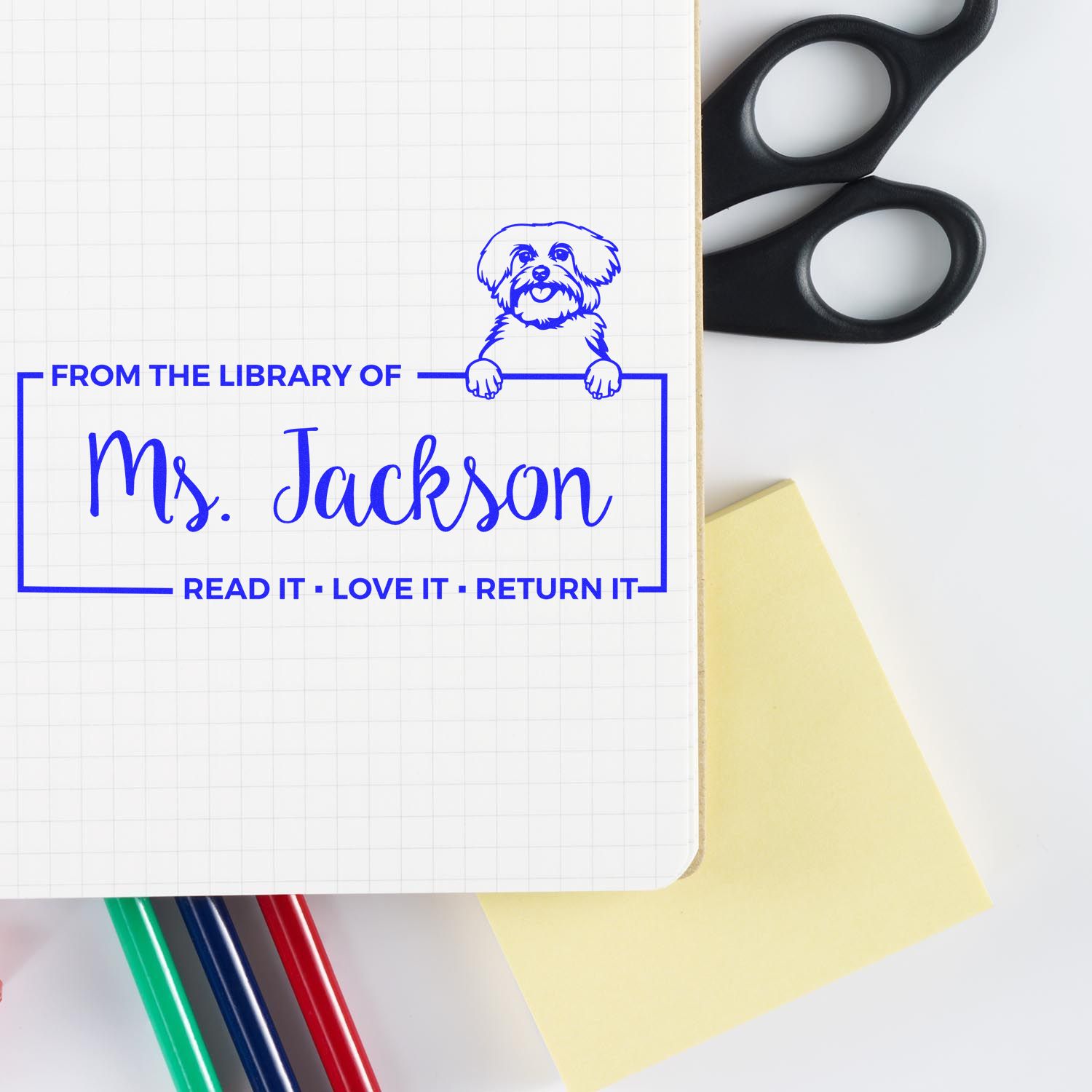 Self-Inking Maltese Customized Dog Book Return Stamp - Engineer Seal Stamps