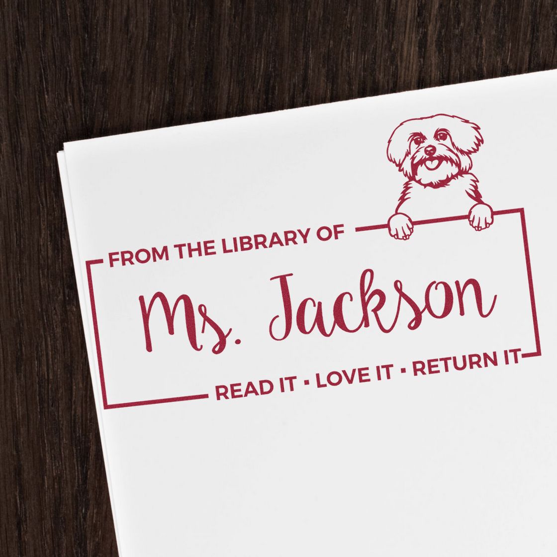 Maltese Custom Dog Book Read It Return ? Stamp - Engineer Seal Stamps