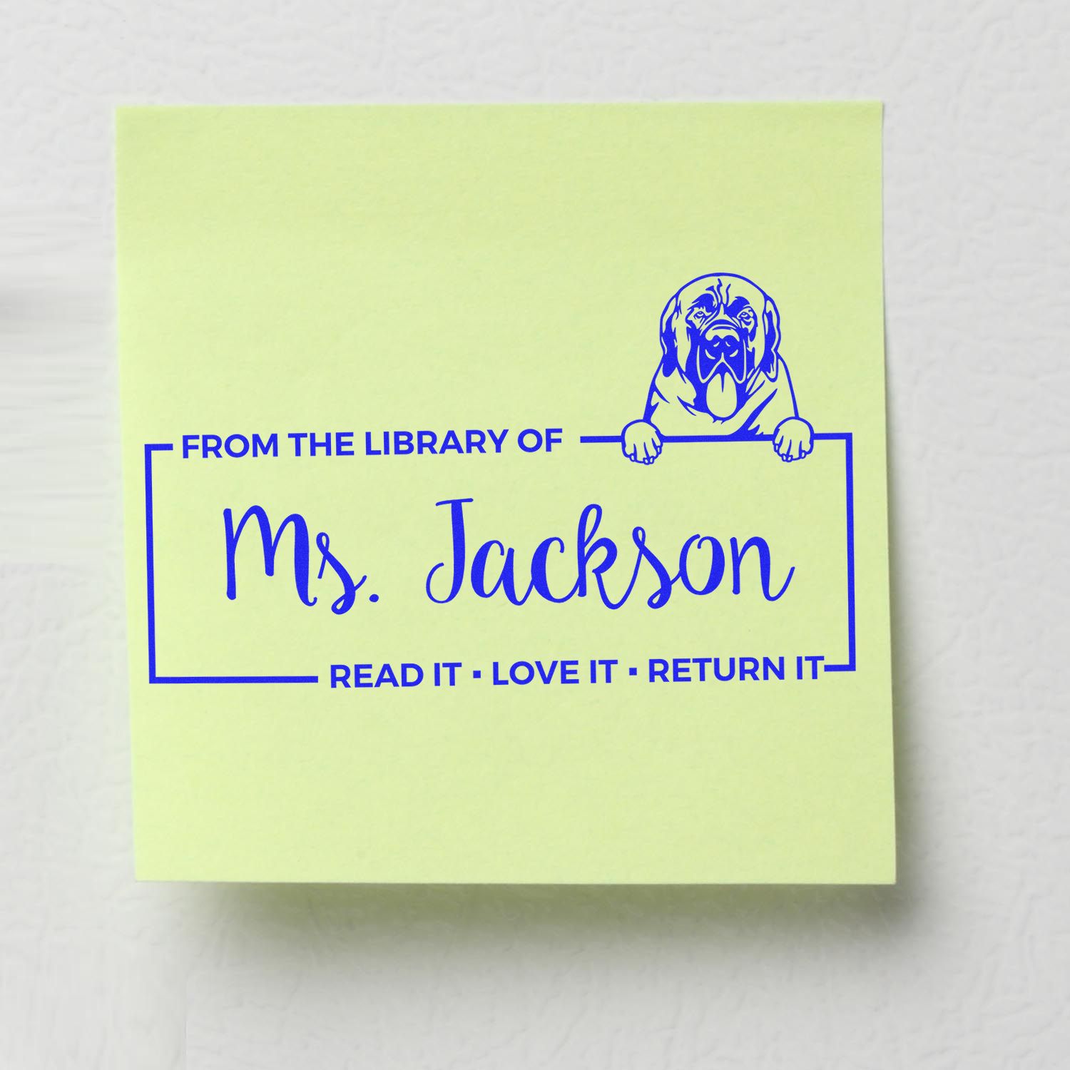 Custom Book Check-Out Stamper with Mastiffs - Engineer Seal Stamps