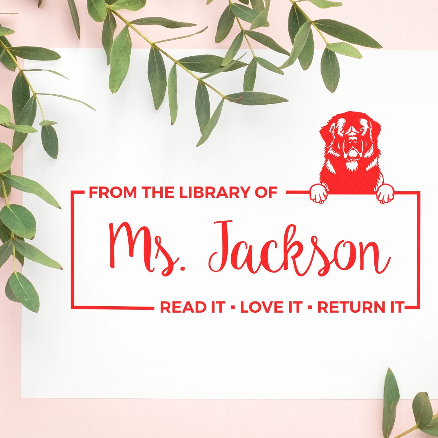 Newfoundland Custom Dog Bookplate Stamp - Engineer Seal Stamps