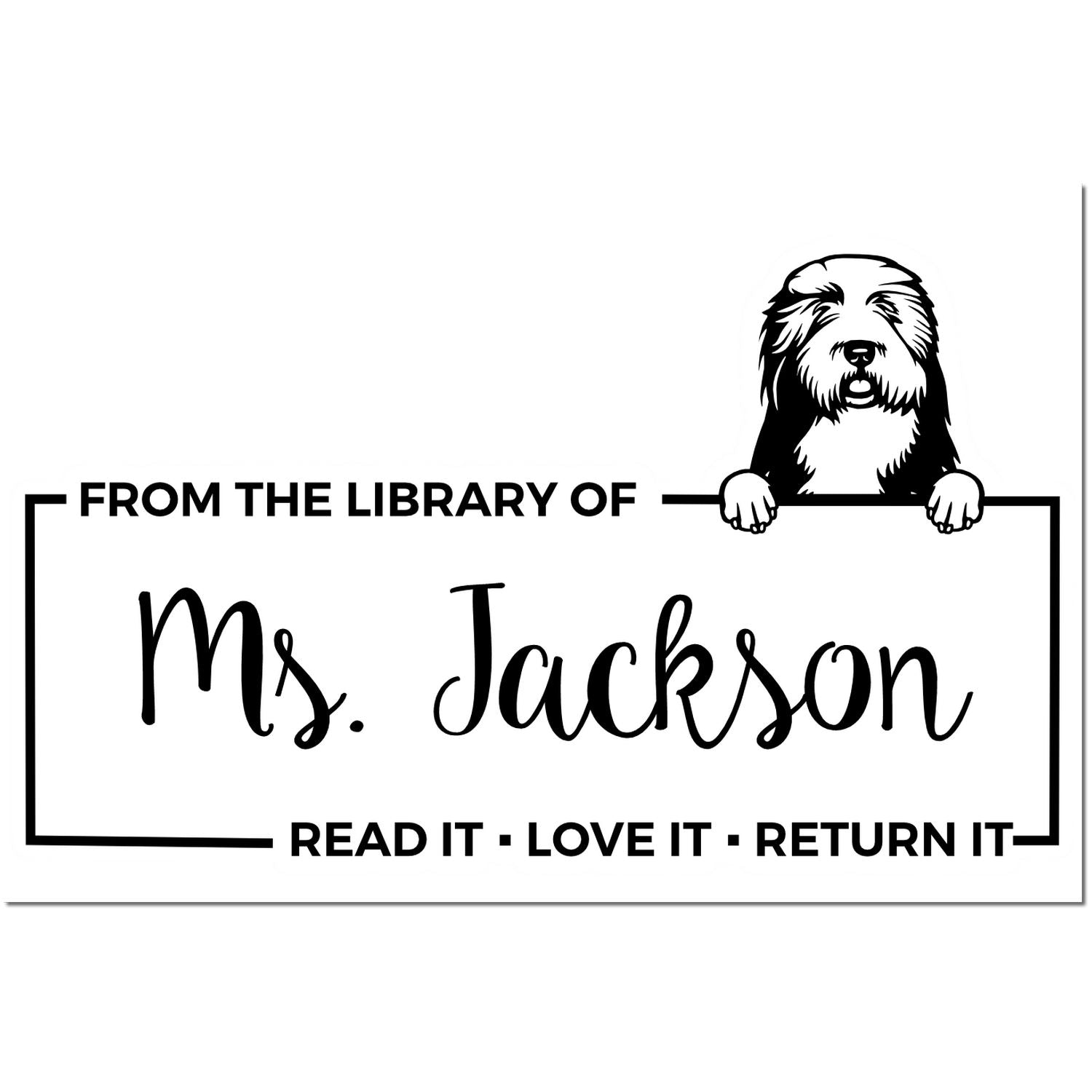 Self-Inking Old English Sheepdogs Customized Custom Pet Book Read It Return Stamp - Engineer Seal Stamps