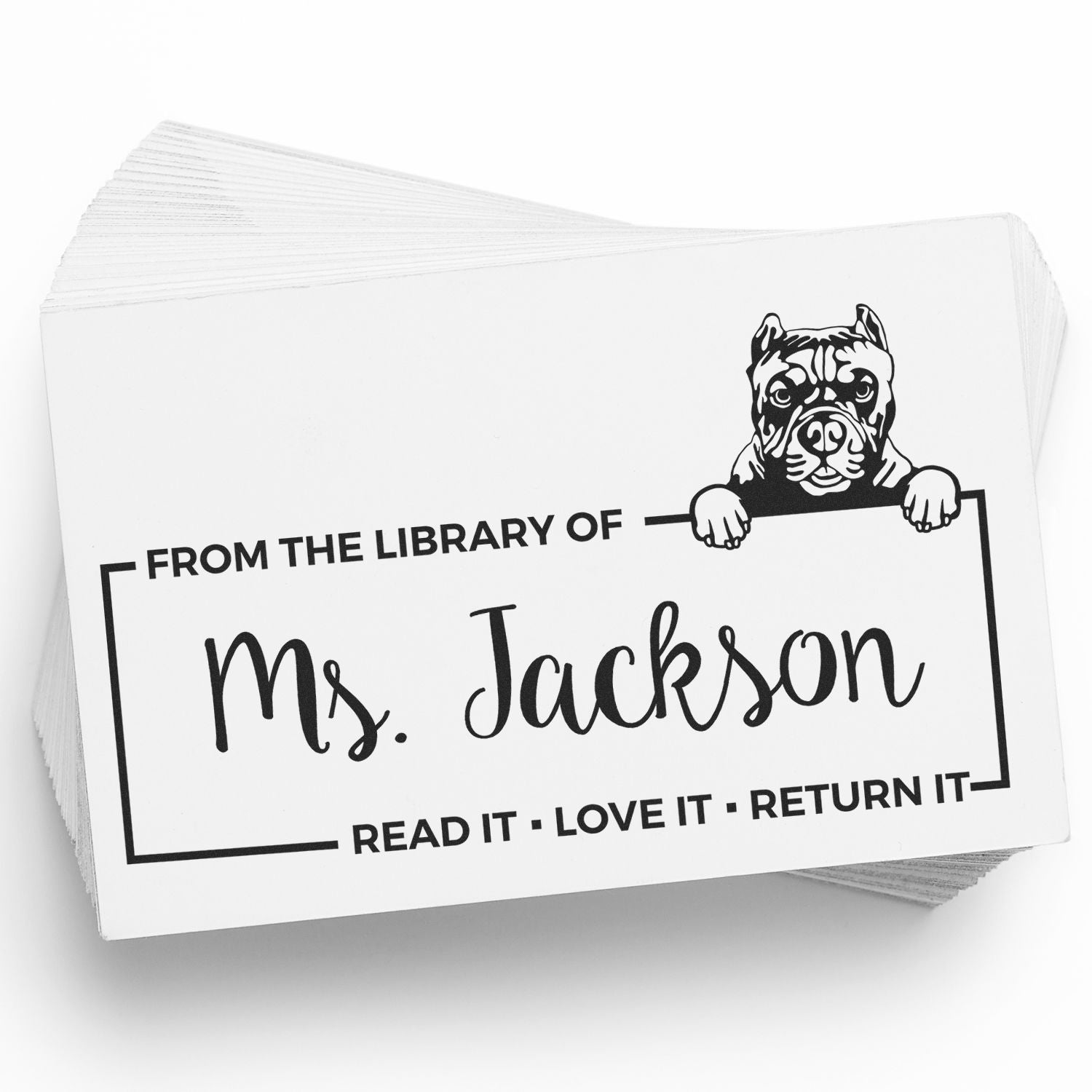 Custom Book Lover Stamp with Pitbull - Engineer Seal Stamps